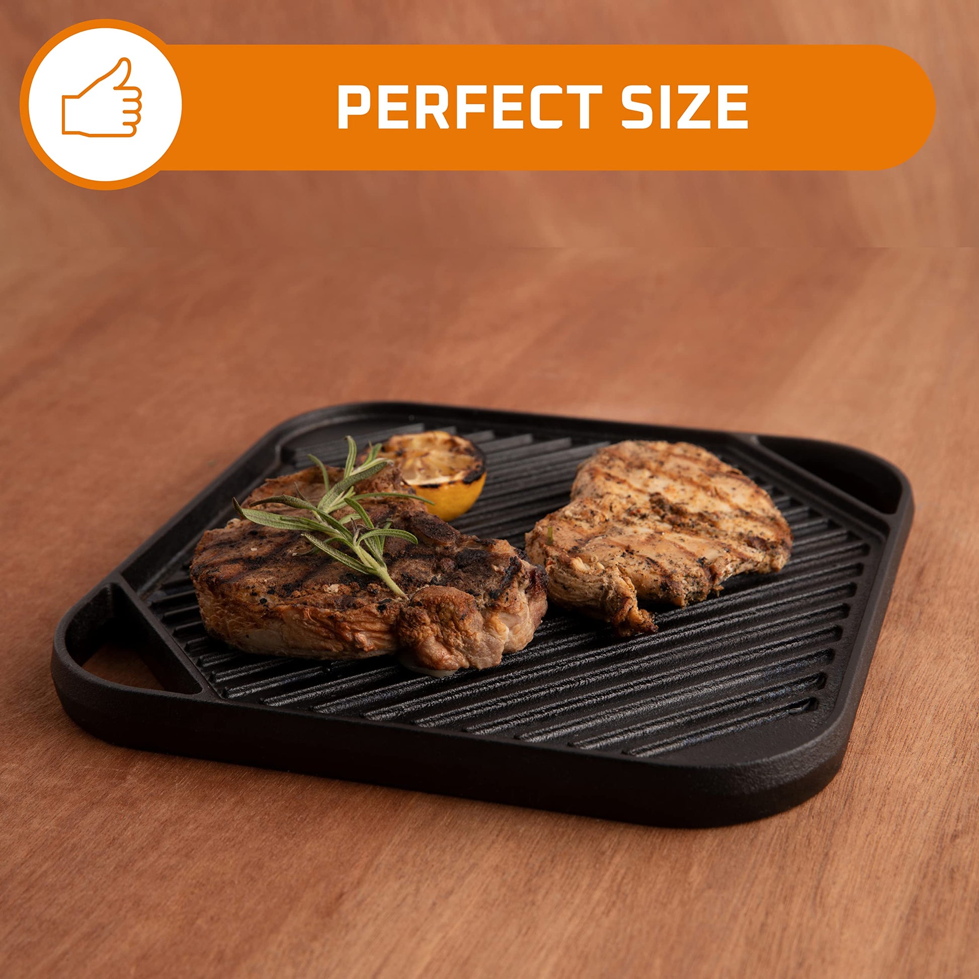 Bruntmor Sartén cuadrada de hierro fundido 2 en 1 con sartén reversible para estufa, sartén multicocción de 10 x 10 pulgadas, utensilios de cocina antiadherentes para camping