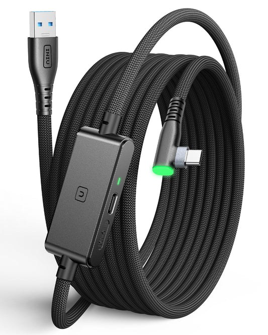 INIU Cable Link de 5m, Cable Link USB 3.0 a USB C con Meta Oculus Quest 3s, Quest 3 2 1, Quest Pro, Pico 4, PC Steam VR Accesorios, Transferencia de Datos de Alta Velocidad, Cable para Auriculares VR