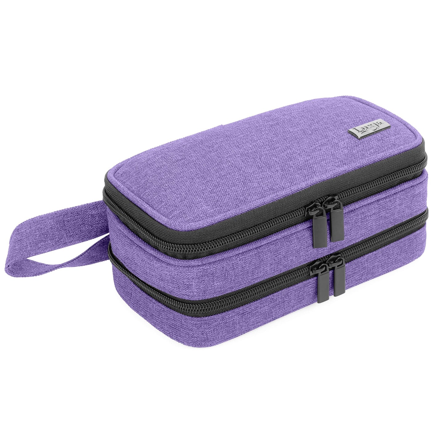 Luxja Essential Oil Carrying Case - Holds 12 Bottles (5ml-15 ml), Portable Double-Layer Organizer for Essential Oil and Accessories, Purple