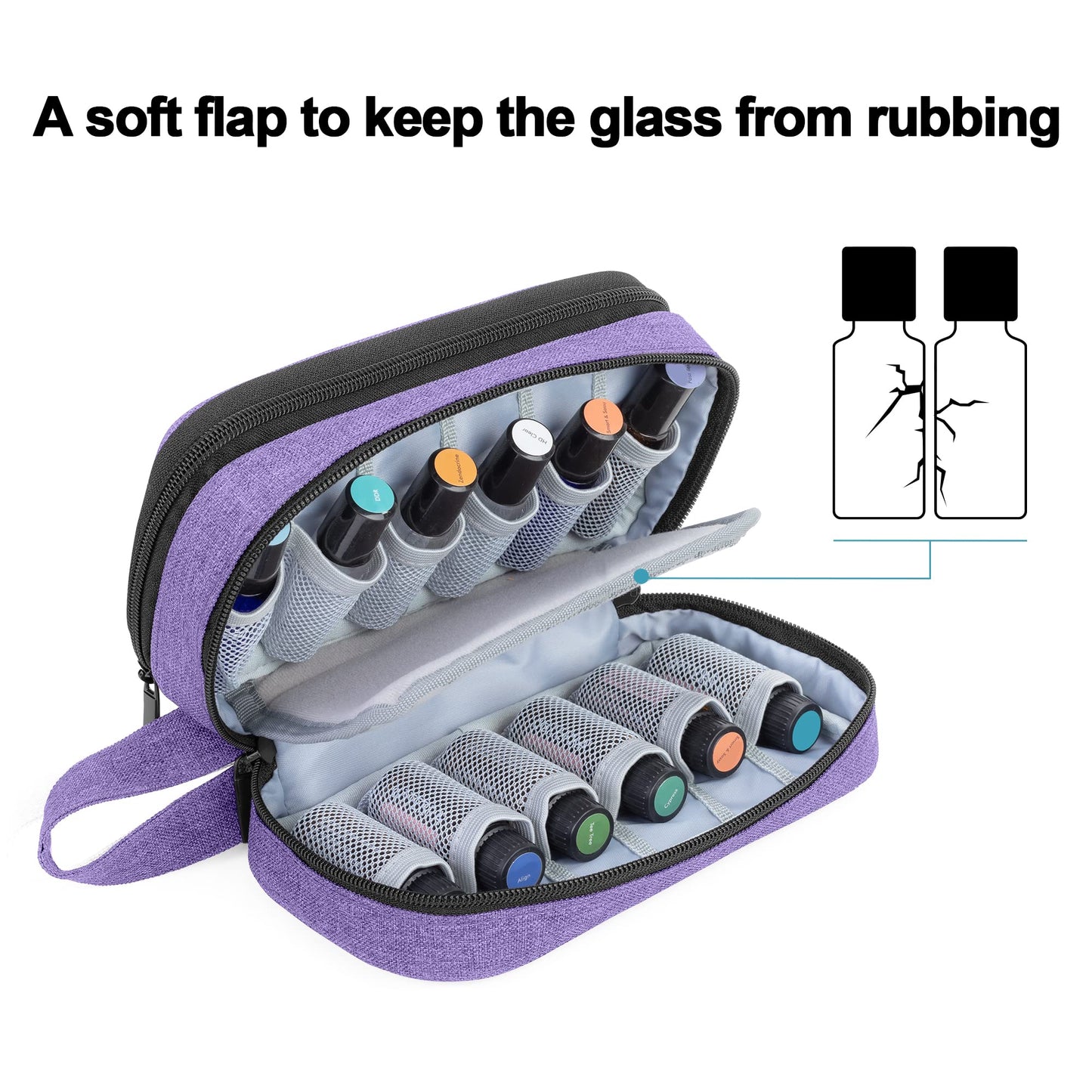 Luxja Essential Oil Carrying Case - Holds 12 Bottles (5ml-15 ml), Portable Double-Layer Organizer for Essential Oil and Accessories, Purple