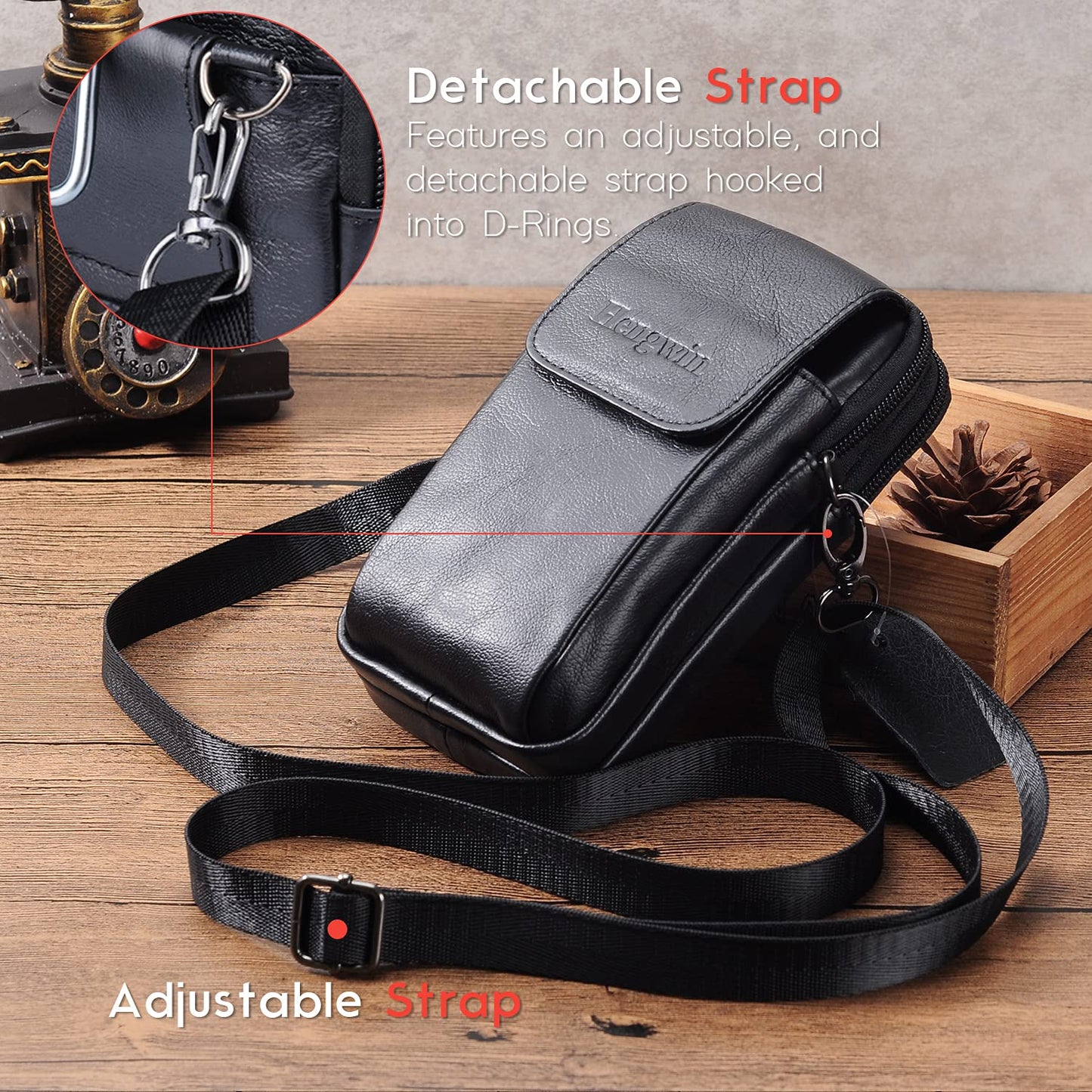 hengwin Bandolera Hombre cangurera Bolsa para Celular Funda Celular Cinturon Porta Celular Cinturon Adecuado iPhone 15 Pro MAX 14 Plus 13 Pro MAX 12 Pro MAX Samsung Galaxy S24 Ultra Note 9 8 (Negro)