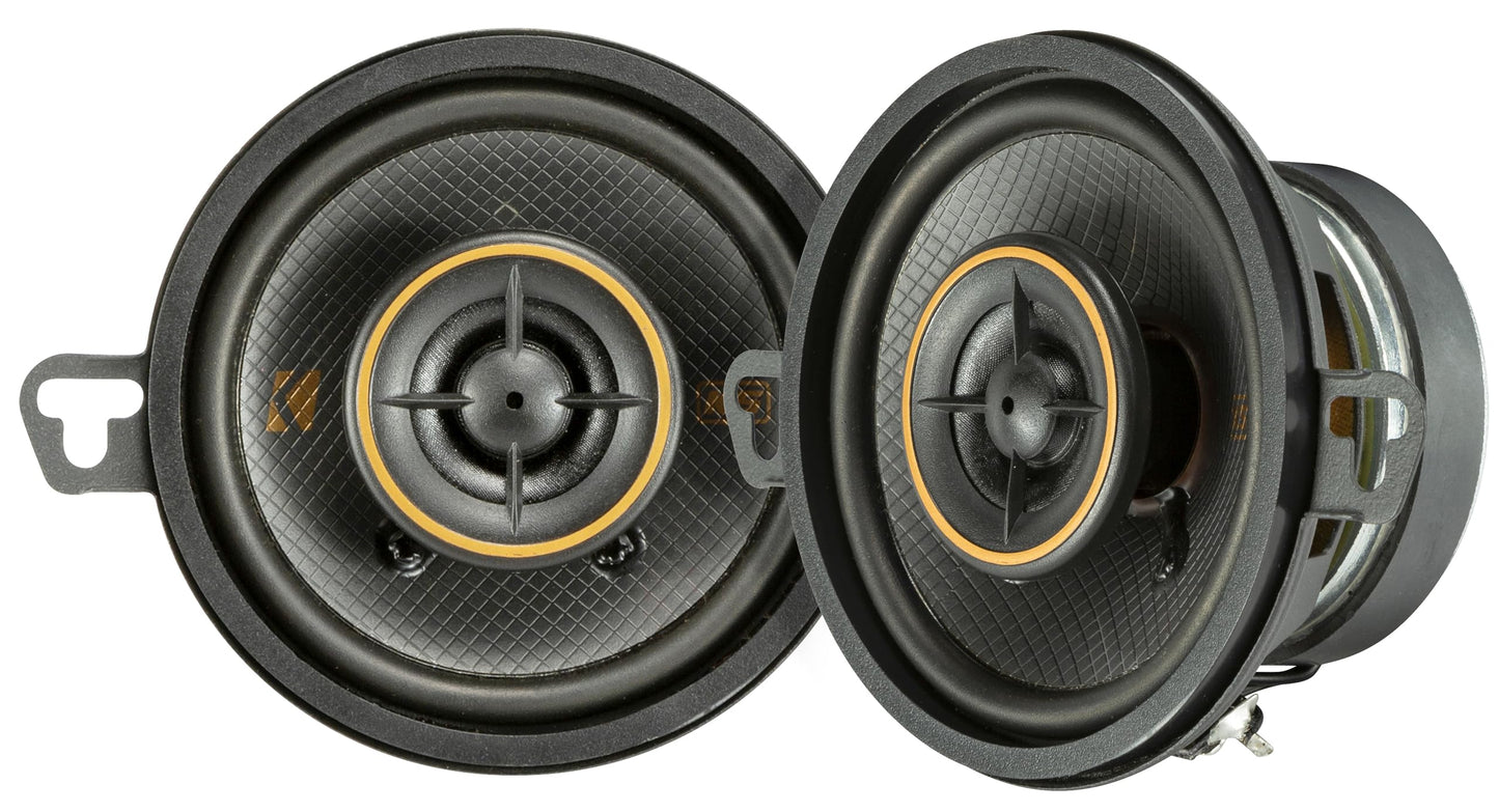 KICKER 51KSC3504 Sistema de altavoces coaxiales, diseño de 2 vías, un (1) par, woofer de polipropileno de 3.5 pulgadas (89 mm), tweeters de cúpula de seda de 13 mm, 50 vatios RMS, pico de 100 vatios