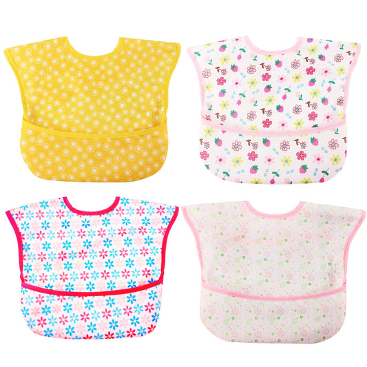 Babero Impermeable con Bolsillo para Bebé niño/niña Lavable 6-50 Meses