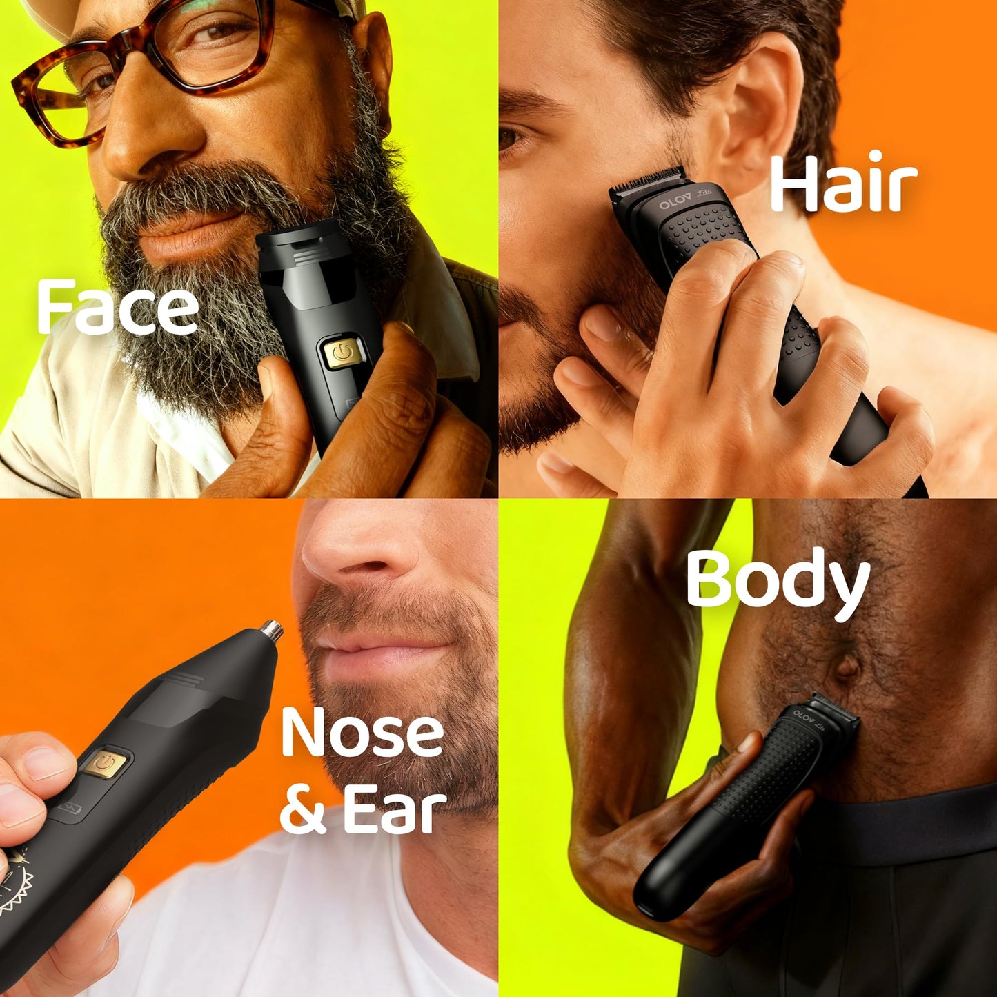 OLOV LITE - Cortadora de barba eléctrica para hombres, recortadora de pelo de nariz y maquinilla de afeitar eléctrica 10 en 1, kit de aseo inalámbrico listo para regalo para hombres (negro)