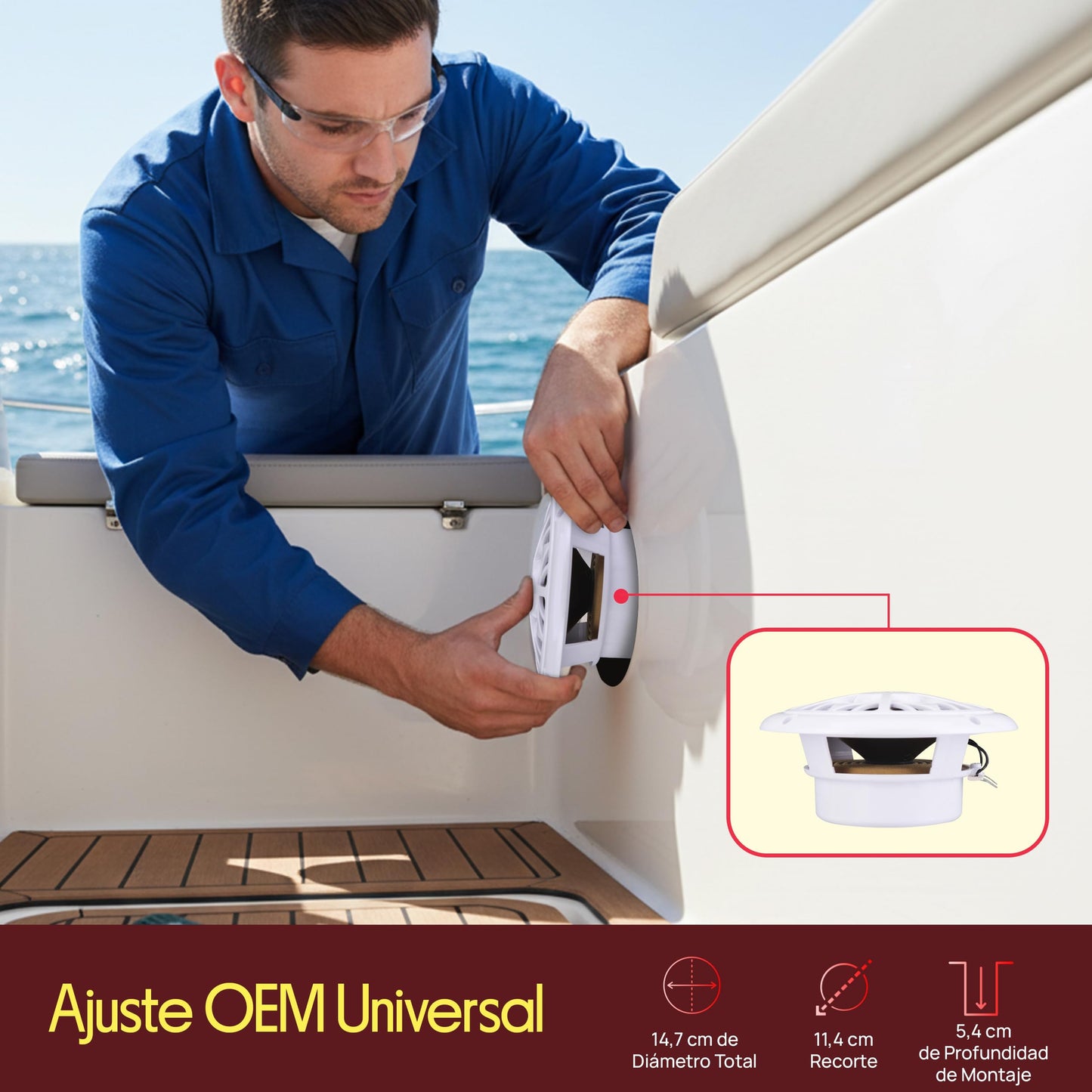 Pyle bocinas marinas dobles de 5.25 pulgadas. Sistema de sonido estéreo para exteriores resistente al agua. 2 vías. Potencia 150 W. 1 par.