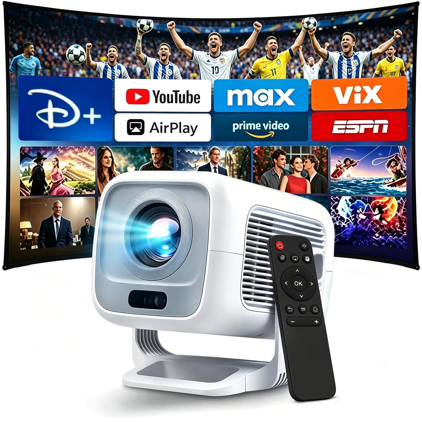 VUEKIME M3 Pro Proyector 4K Portátil, Nativo 1080P(Soporte 4K), 300 Pulgada