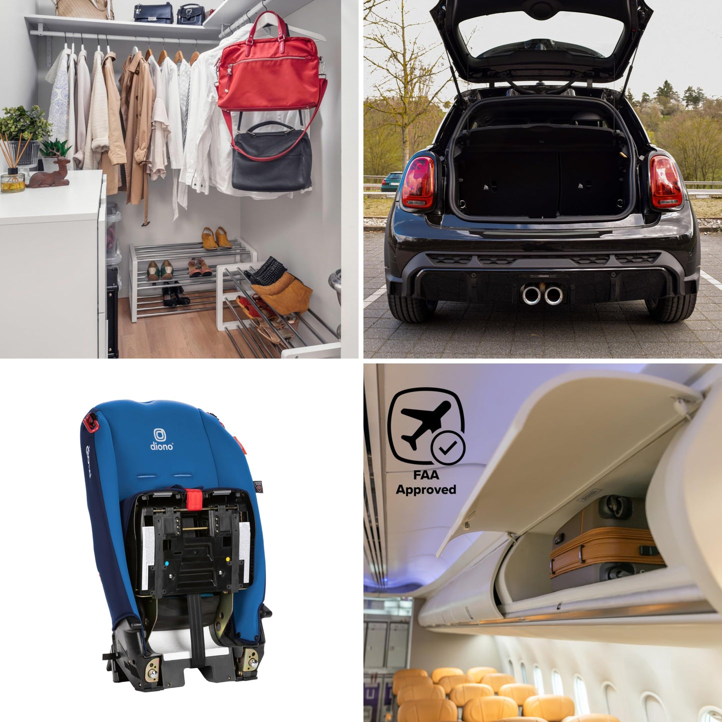 Diono Radian 3R, asiento de coche convertible 3 en 1, orientado trasero y orientado hacia adelante, asiento de coche de 10 años, ajuste delgado de 3 pulgadas, cielo azul
