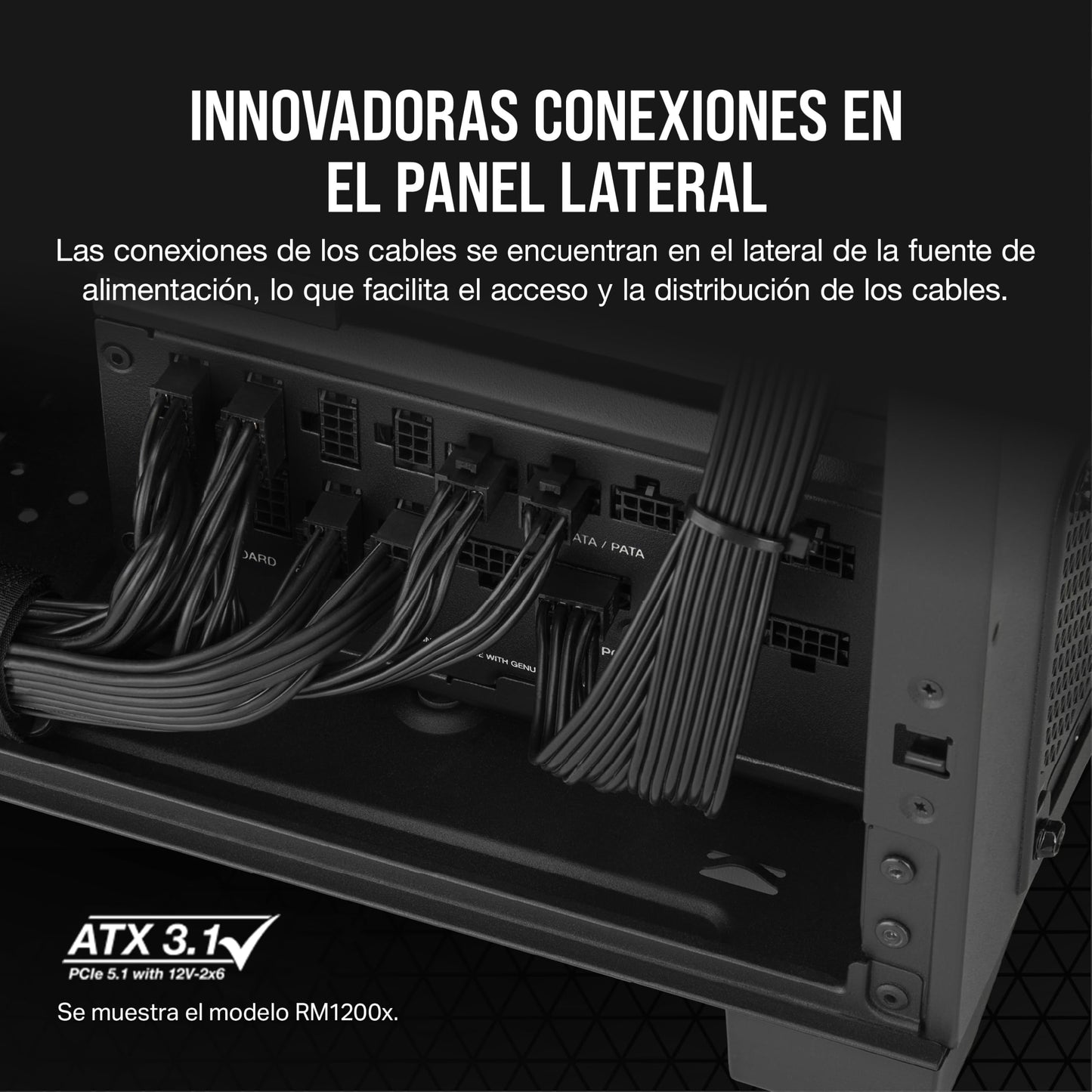 Corsair RM1000x Shift Fuente de alimentación Totalmente Modular - Compatible con ATX 3.1 y PCIe 5.1 - Modo Ventilador Cero RPM - Condensadores a 105°C - Eficiencia 80 Plus Gold - Negro