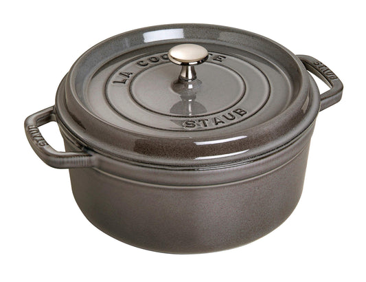 Staub Round Cocotte, 9 cuartos de galón, gris grafito