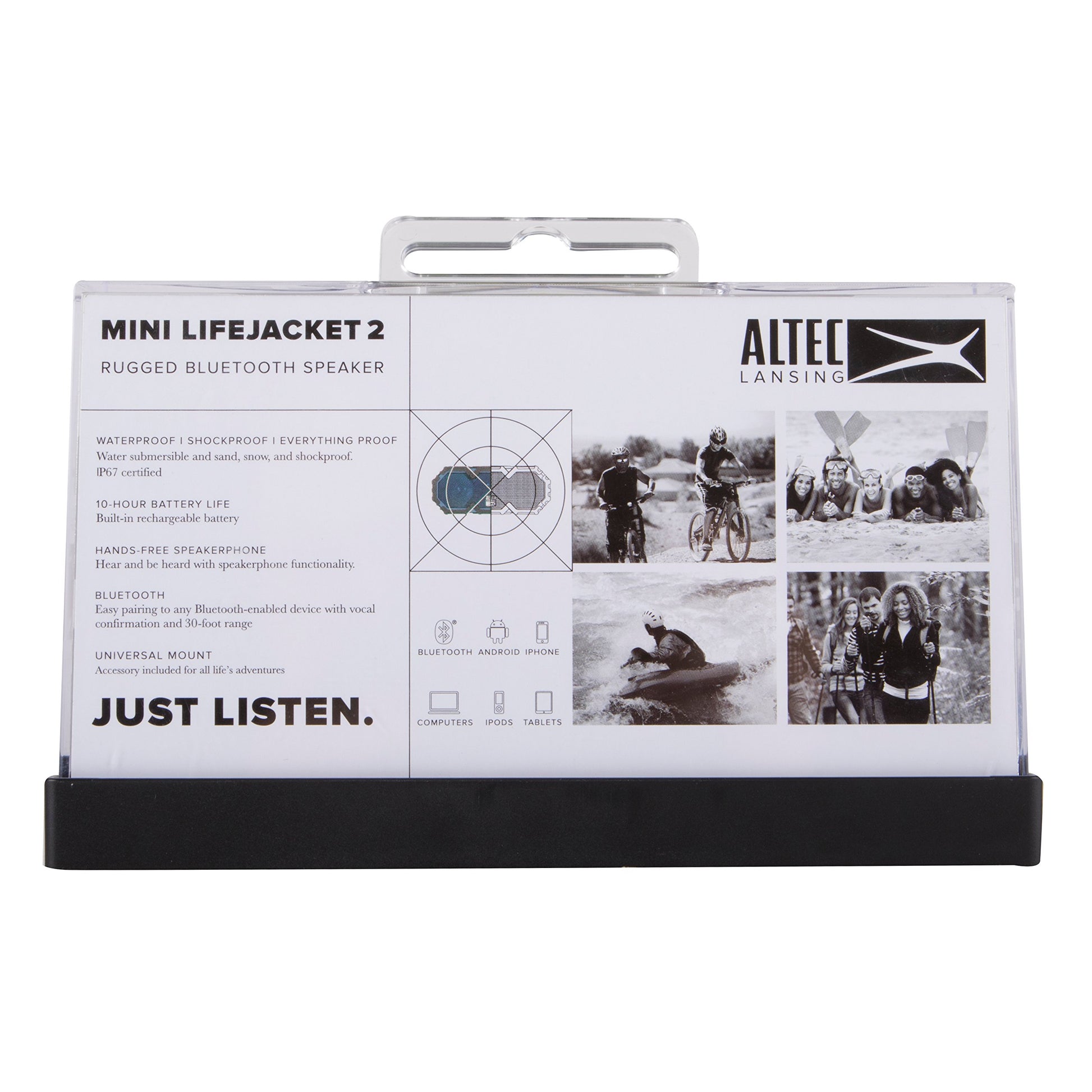 Altec Lansing IMW477-AB Mini Life Jacket 2 Altavoces Portátiles, Inalámbrico y Alámbrico, Batería, Bluetooth/3.5mm/USB, Universal, Rectángulo, Negro/Azul