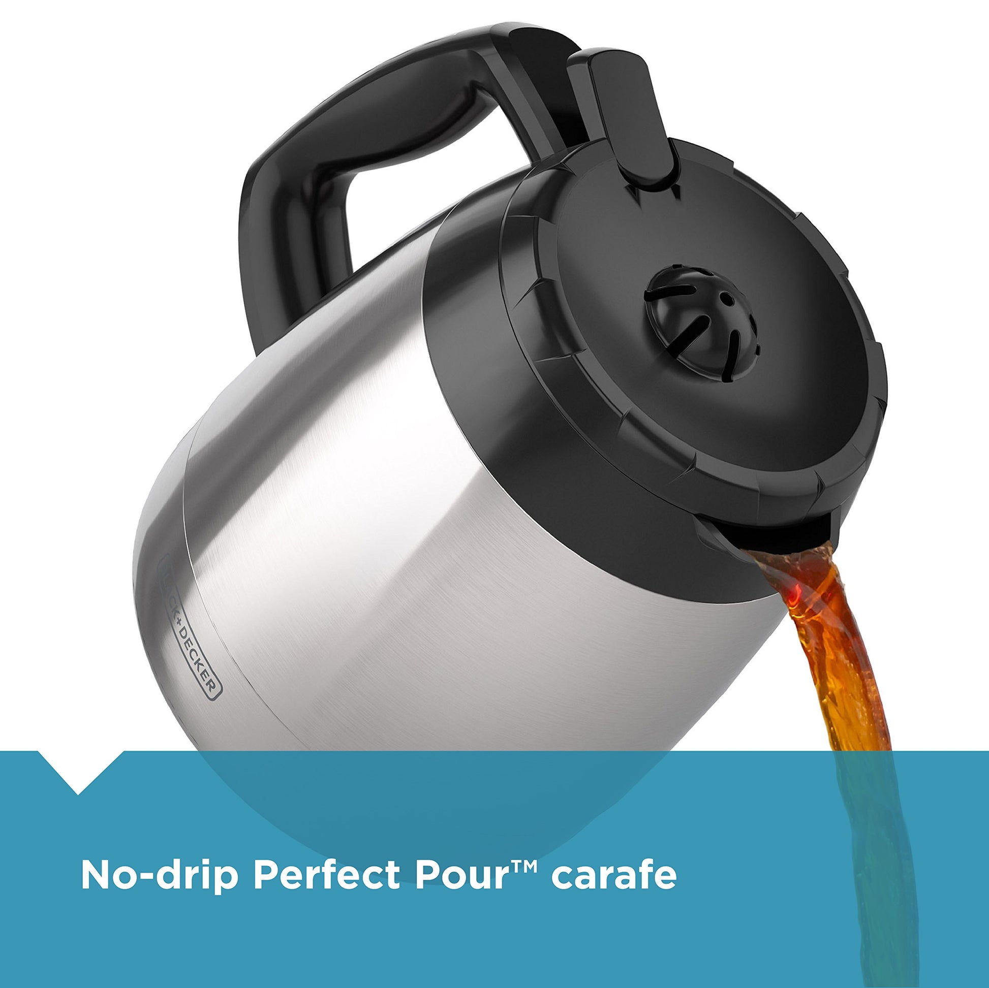 BLACK + DECKER - Cafetera térmica Black & Decker CM2035B para 12 tazas, color negro y plateado
