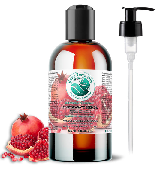Pomegranate Seed Oil 8 oz 100% Pure Cold-pressed Unrefined Organic - Bella Terra Oils