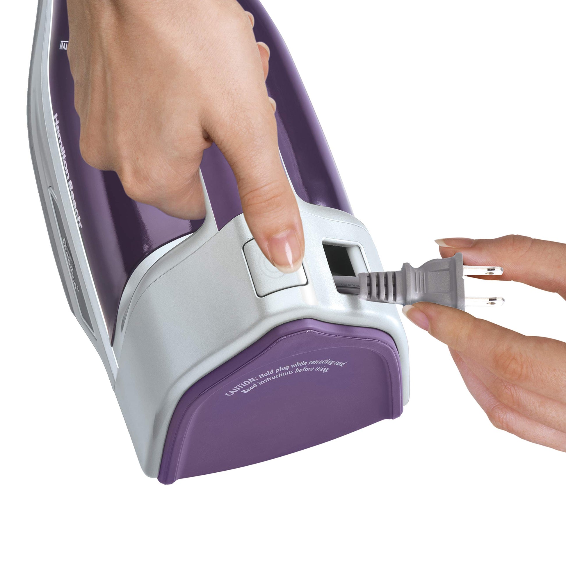 Hamilton Beach 19902R Durathon Plancha Digital con Cable Retractil, Color Gris/Morado