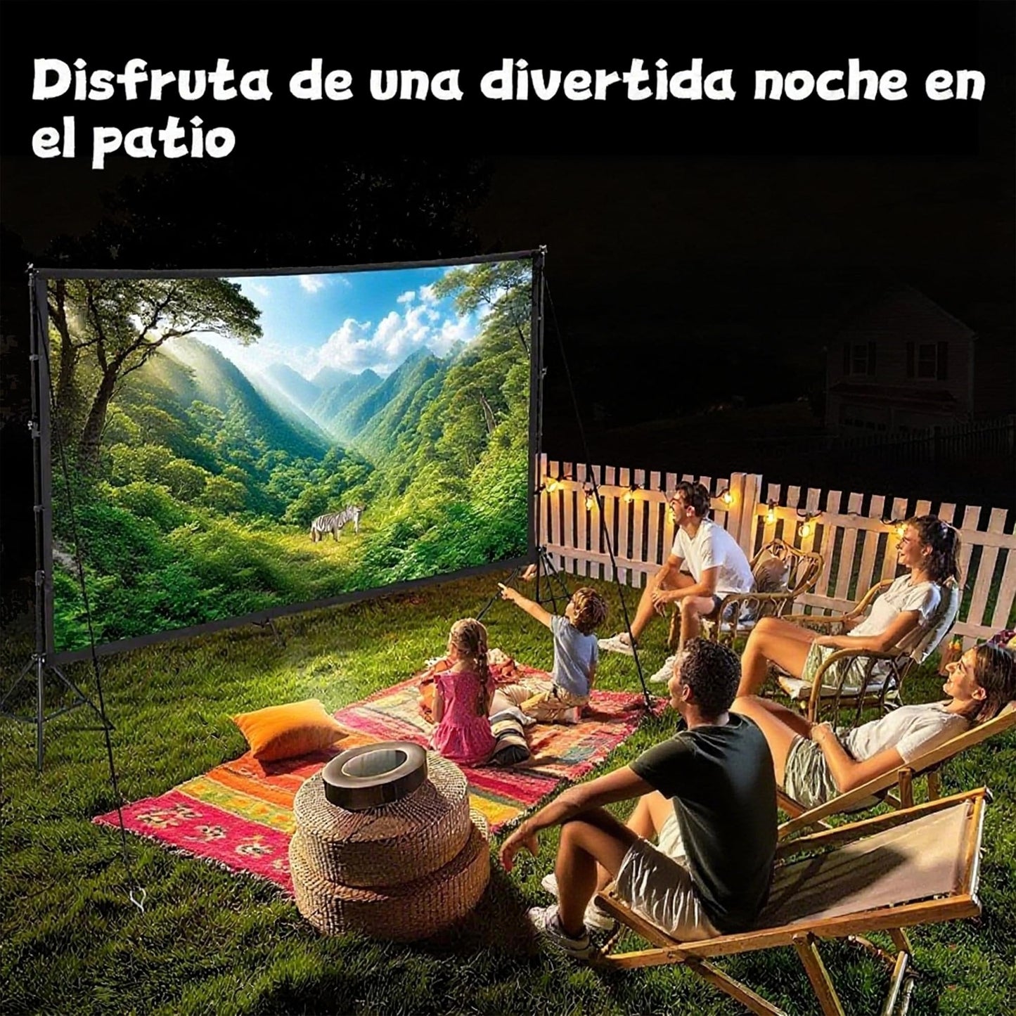 YUNZJUNLY Pantalla para Proyector 100 Pulgadas, Tela para Proyector HD 4K, Antiarrugas y Portátil, Lona Gruesa para Eventos Deportivos y Películas en Interiores y Exteriores, Fácil de Instalar Guardar