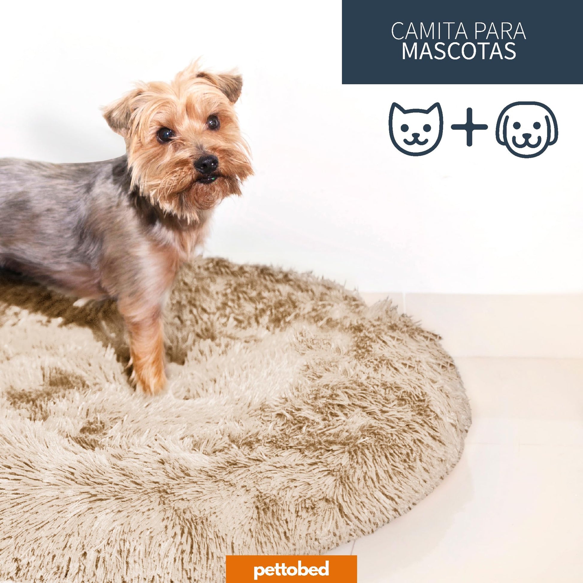 Cama para Perros PET TO BED Beige Antiestrés Redonda y Esponjosa Mediana