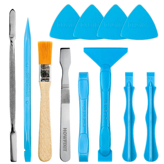 HowFixit Kit de herramientas de palanca de apertura con Spudgers ESD, cepillo para polvo antiestático, Spudger de metal para desmontar y reparar portátiles, consola de juegos, computadora
