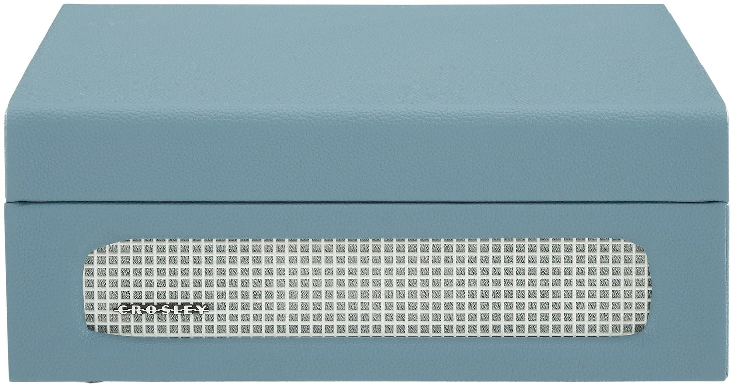 Crosley CR8017B-WB Voyager Vintage Portable Turntable with Bluetooth in/out and Built-in Speakers, Washed Blue