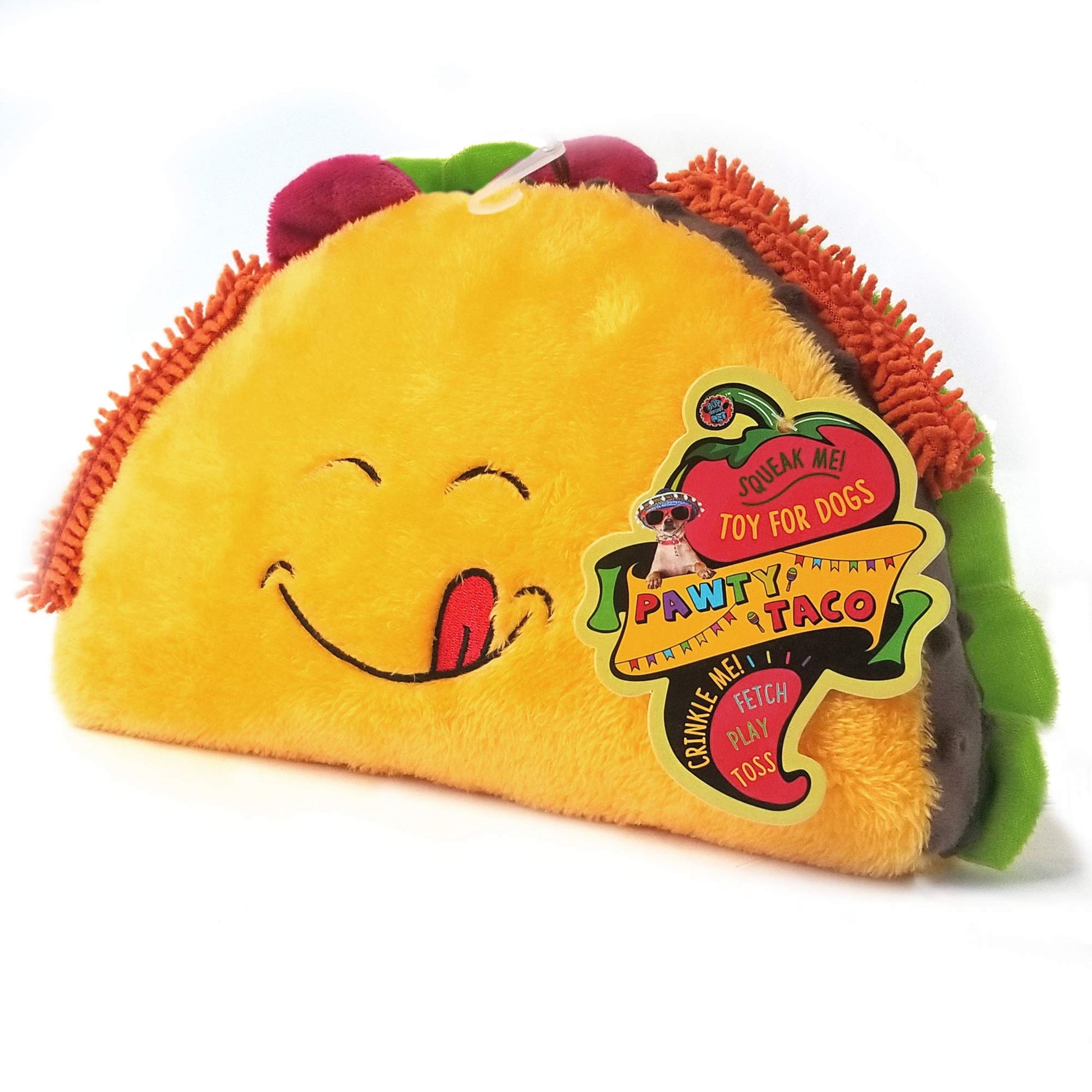 Bow Wow Taco Comida Perro Juguete chirriante de Felpa de una Pieza Dientes de Mascota Juguete