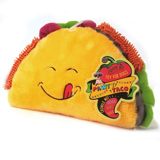 Bow Wow Taco Comida Perro Juguete chirriante de Felpa de una Pieza Dientes de Mascota Juguete