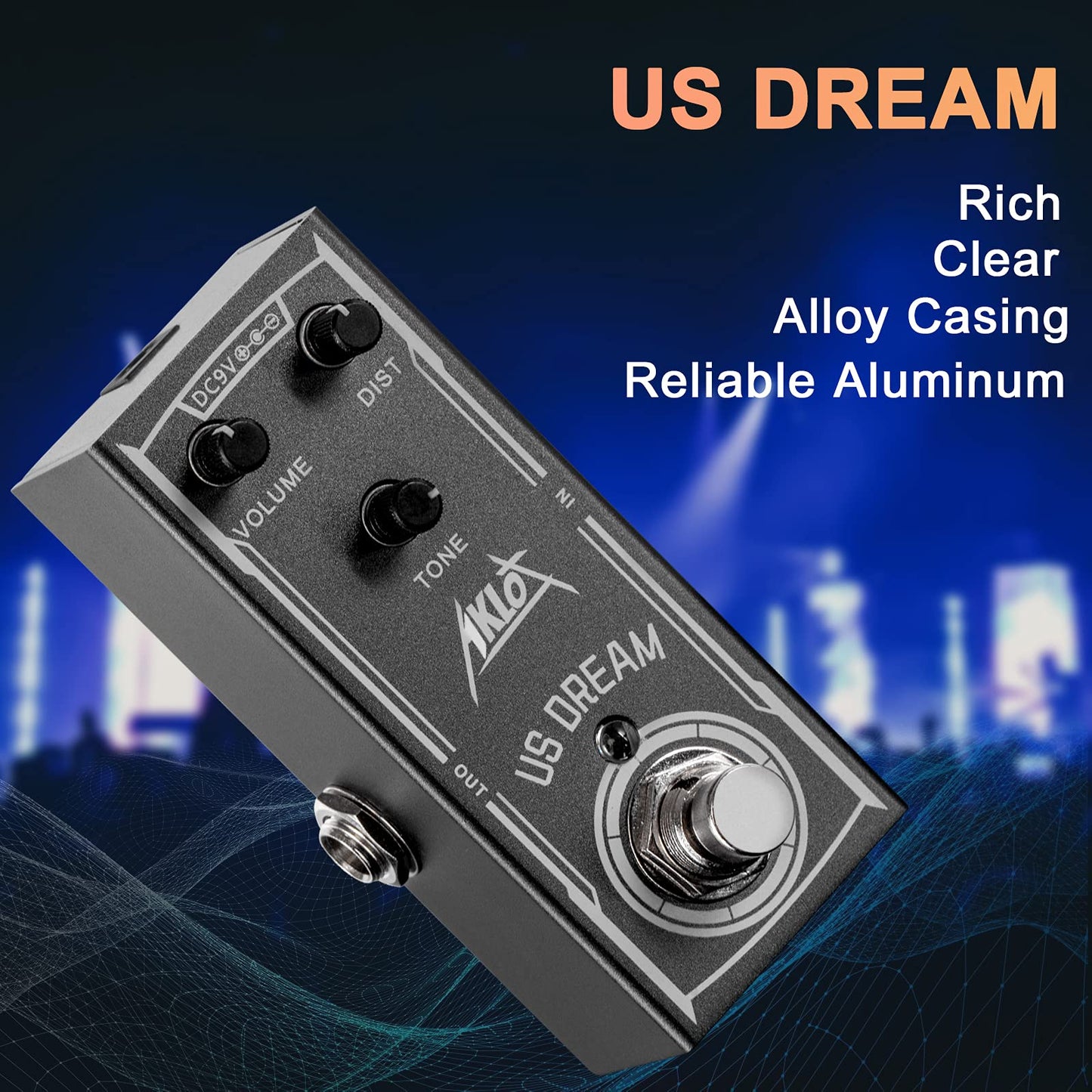 Pedal de Efectos de Guitarra Eléctrica AKLOT US DREAM Mini DC 9V True Bypass