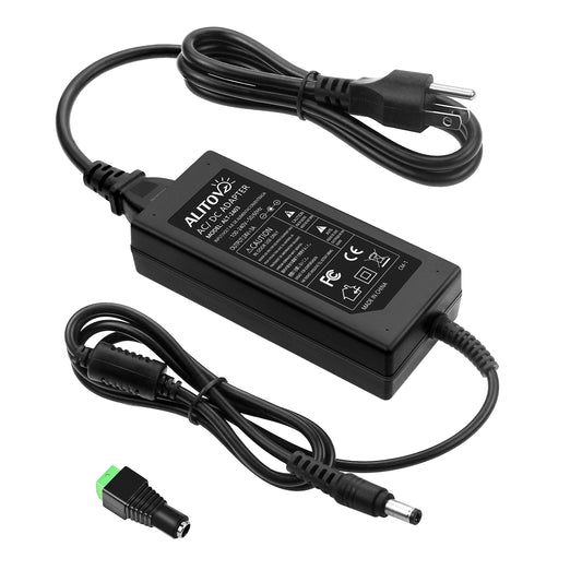 ALITOVE Adaptador de CA a CC 24V 3A Fuente de Alimentación Convertidor de 100V ~ 240V a CC 24V 72W Transformador con Conector de Salida CC de 5,5x2,1 mm para Luz de Tira LED 5050 3528, CCTV