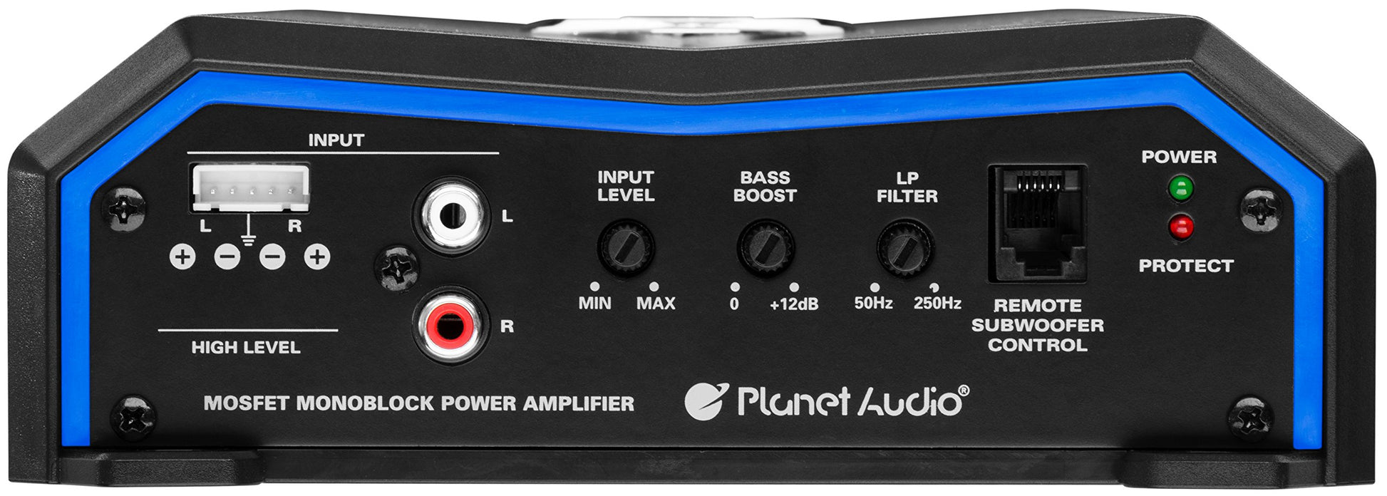 Amplificador Monoblock Planet pl2500.1 Plata Control Remoto 2500 W Clase A/B 2 Ohmios MOSFET para Subwoofer Audio 2000 Watts