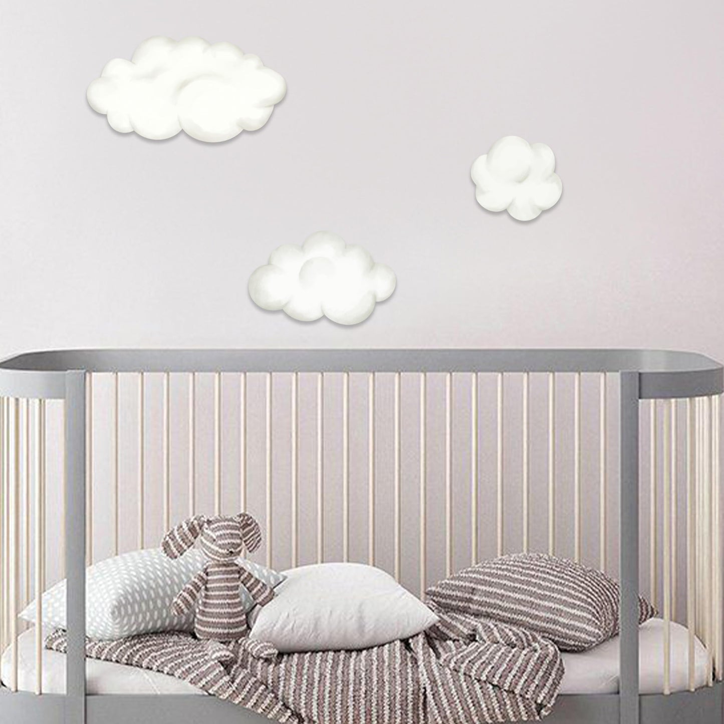 Juego de Calcomanías de Pared de Nubes de Acuarela - Calcomanías para Guardería, Habitación de Bebé, Sala de Juegos, Recámara - Calcomanías de Papel Pintado, Paquete de 3 Nubes Blancas Esponjosas
