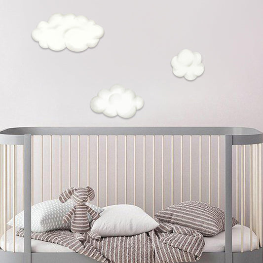Juego de Calcomanías de Pared de Nubes de Acuarela - Calcomanías para Guardería, Habitación de Bebé, Sala de Juegos, Recámara - Calcomanías de Papel Pintado, Paquete de 3 Nubes Blancas Esponjosas