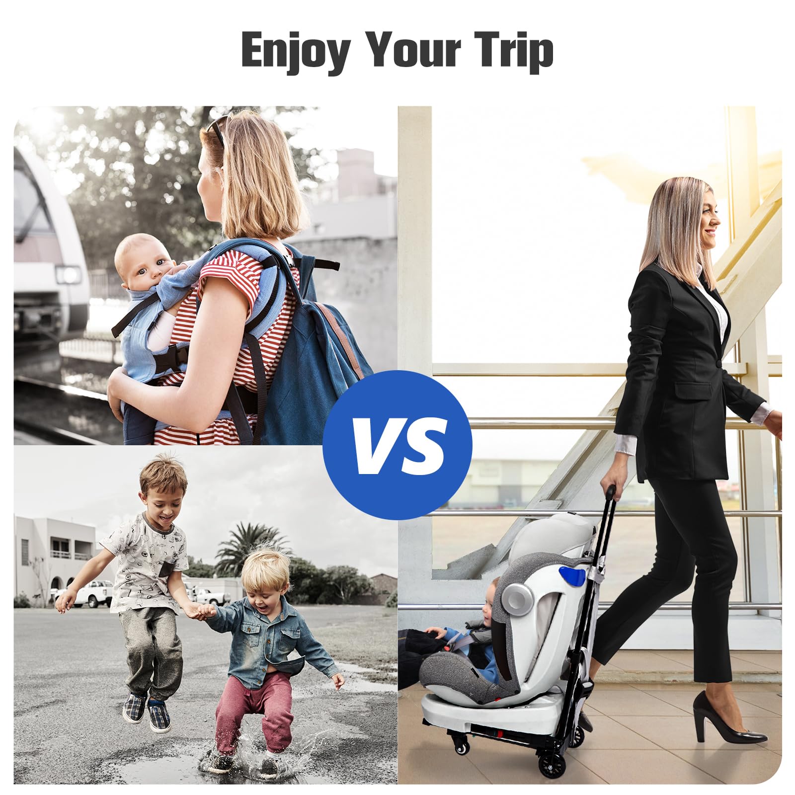 KEDSUM - Carrito de viaje para asiento de coche, compacto y ligero para aeropuerto, silla de paseo portátil de construcción sólida para aeropuertos, carro de mano plegable para bebé, elevador