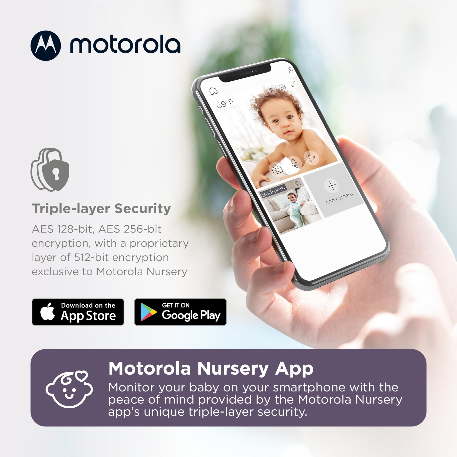 Monitor de Bebé WiFi Motorola PIP1510 5" Blanco con Dos Cámaras y Audio Bidireccional