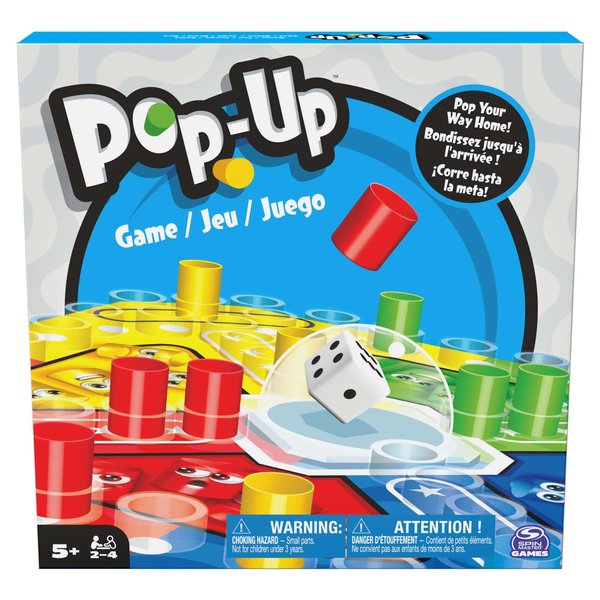 Spin Master Games, Juego Pop-Up para niños, Colorido Juego de Mesa para 2-4 Jugadores con Tirador automático para Noches de Juego en Familia