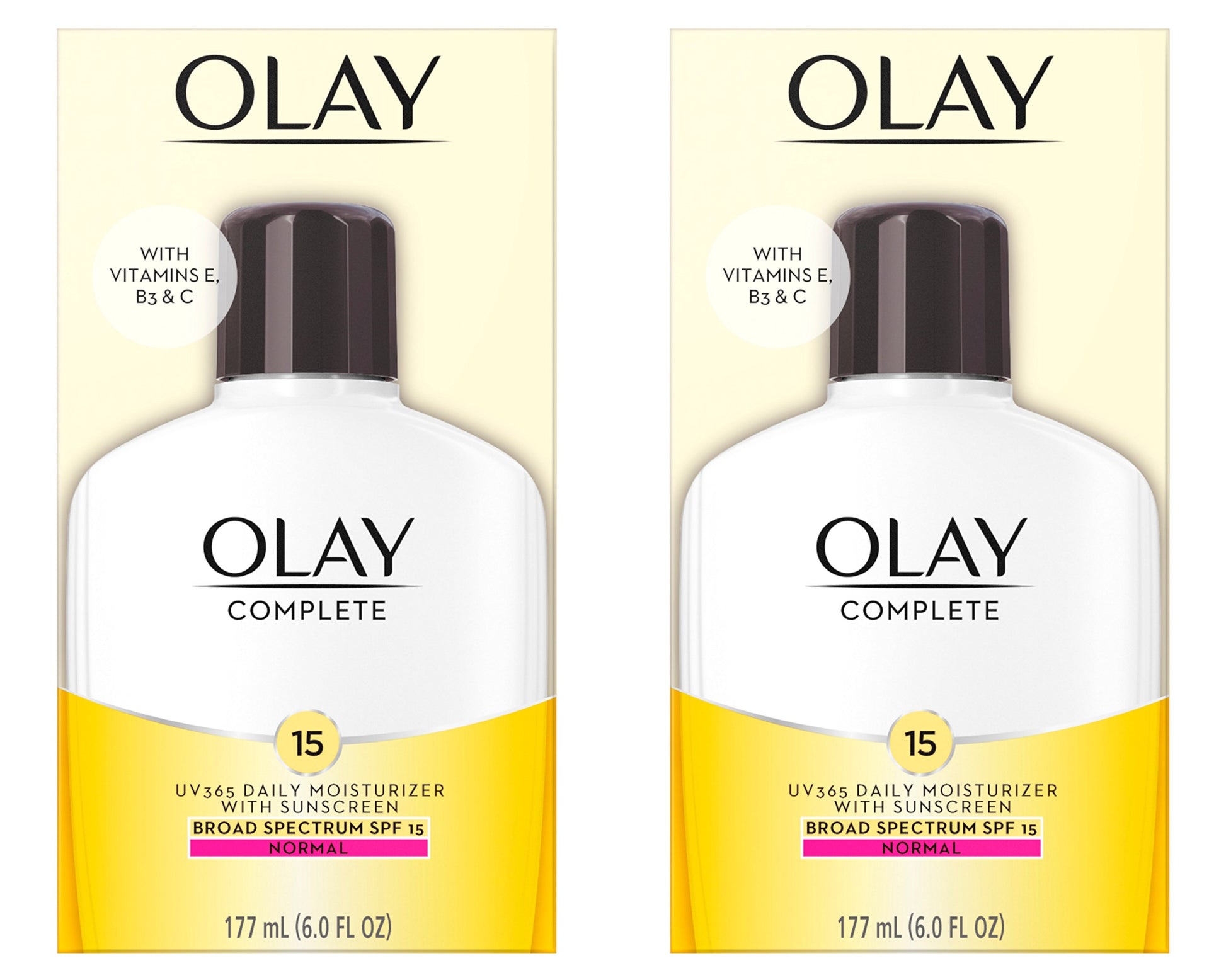 Olay Complete Lotion All Day Moisturizer with SPF 15 for Normal Skin, 6.0 fl oz, Pack of 2