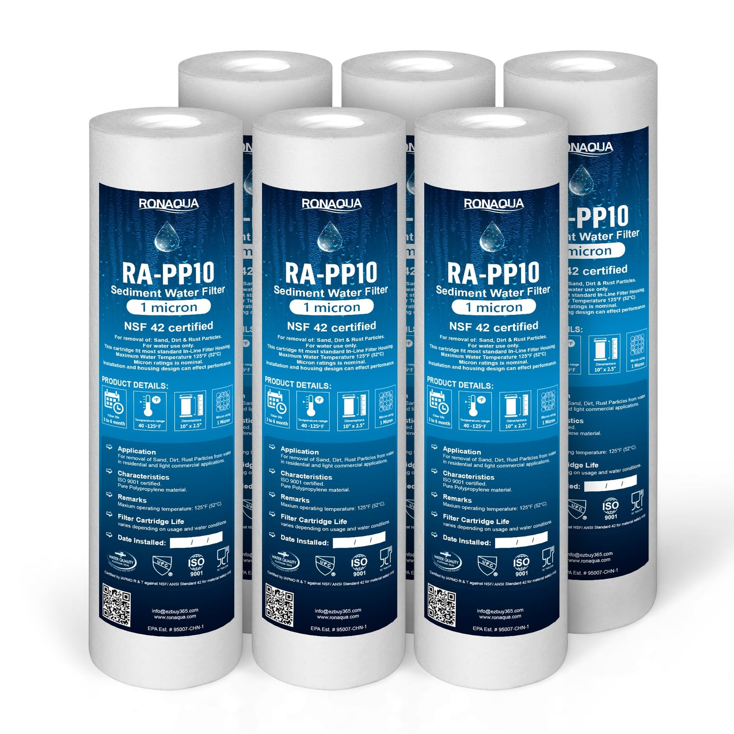 1 Micron Sediment Water Filter Cartridge by Ronaqua