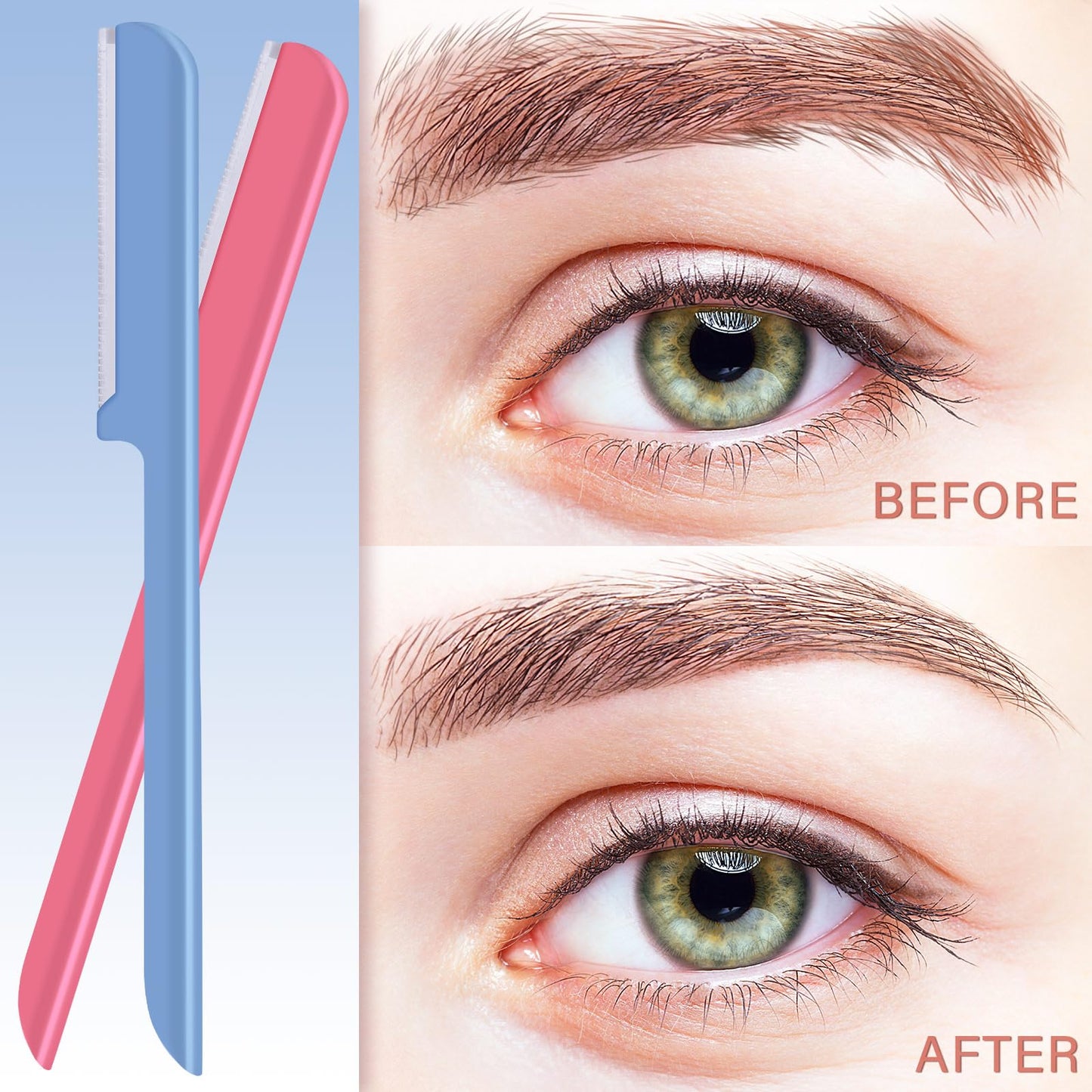 10 Maquinillas de Afeitar para Cejas para Mujer Maquinilla de Afeitar Facial Moldeador de Cejas Recortador de Cejas Herramienta de Modelado Dermaplaner con Cubierta (Rosa, Azul)