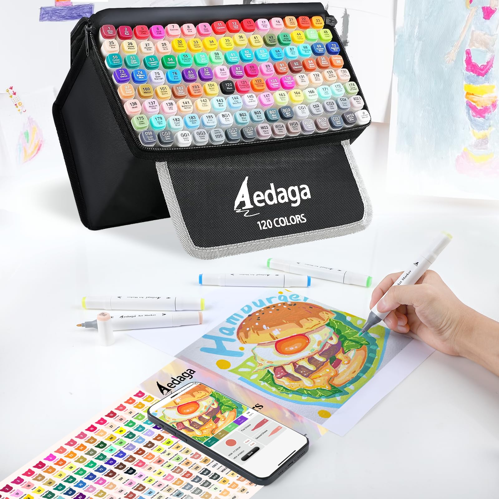 Rotuladores De Alcohol De 120 Colores, Doble Punta (Pincel Y Fina), Secado Rápido Para Artistas Y Aficionados, Dibujos, Bocetos, Ilustración Y Cómic