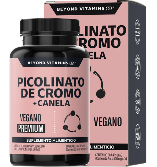 Beyond Vitamins | Picolinato de Cromo con Canela, Cápsulas VCaps, 1 cápsula diaria (60 Cápsulas)