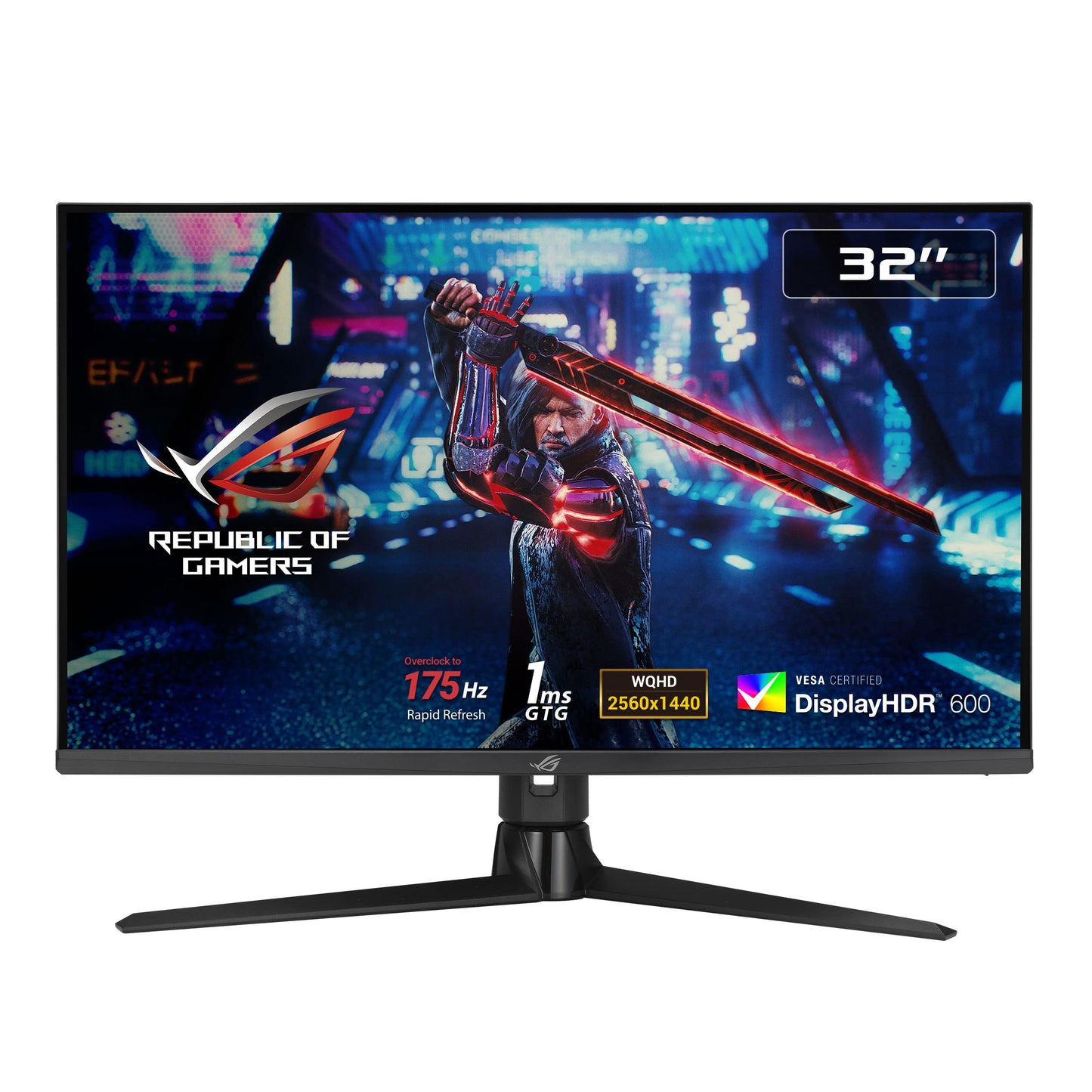 Asus Monitor Gamer ROG Strix XG32AQ, 32", WQHD 2560x 1440, IPS, 175Hz OC, 1 ms GTG, Compatible con NVIDIA G-Sync, Overdrive Variable, DisplayHDR 600
