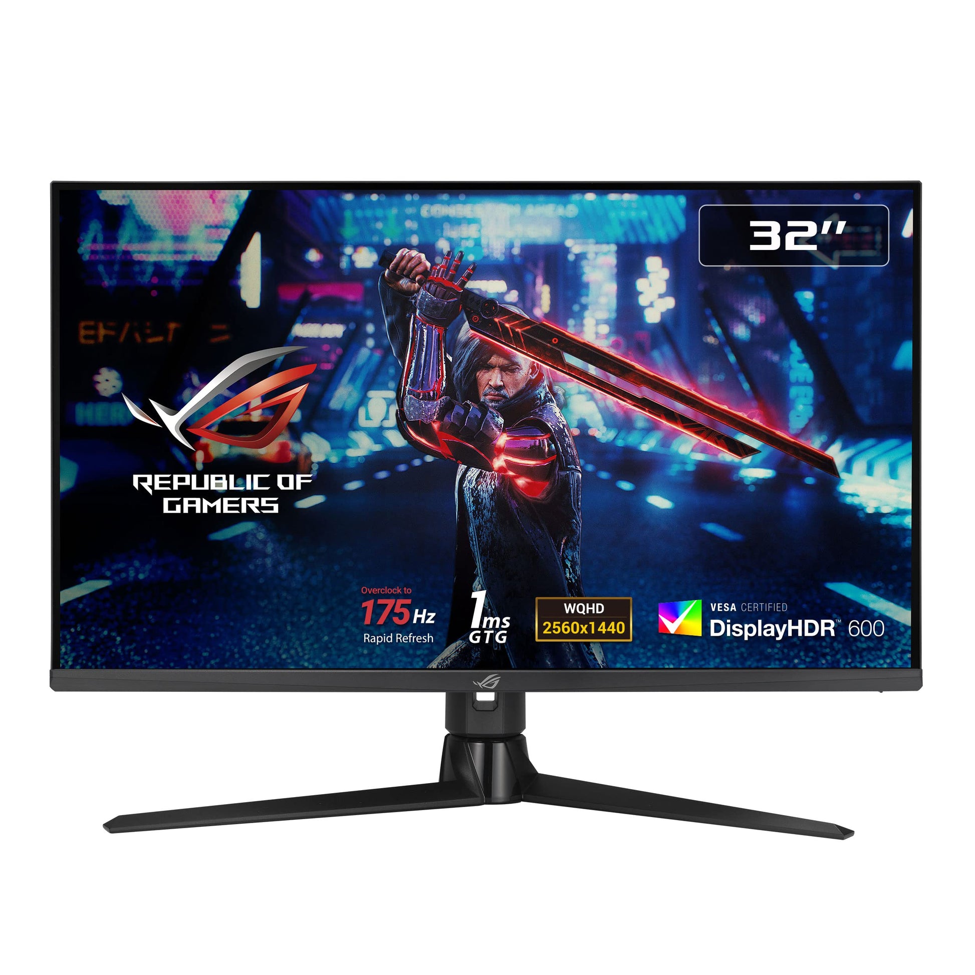 Asus Monitor Gamer ROG Strix XG32AQ, 32", WQHD 2560x 1440, IPS, 175Hz OC, 1 ms GTG, Compatible con NVIDIA G-Sync, Overdrive Variable, DisplayHDR 600
