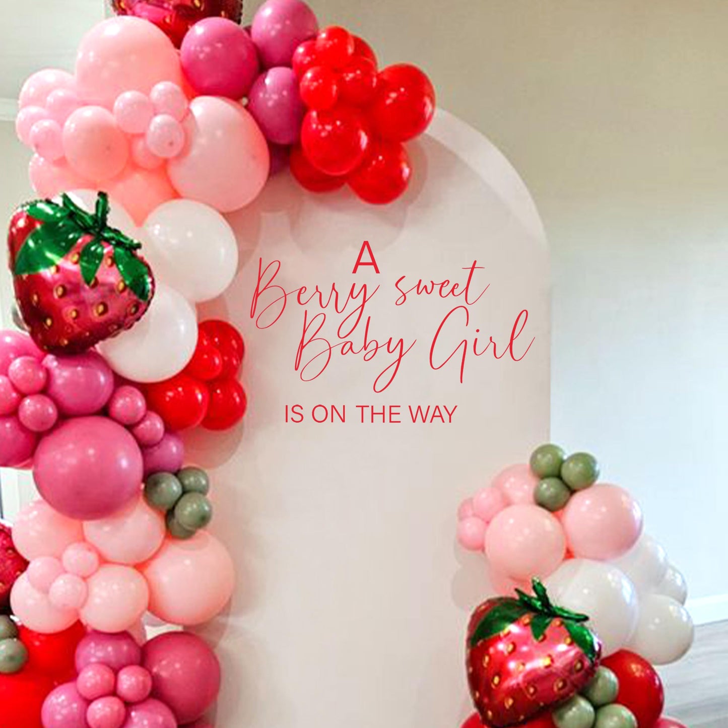 Capiont A Berry Sweet Baby Girl is on The Way - Vinilo decorativo para fiesta de baby shower, con temática de frutas dulces y bayas, suministros para fiesta de primer cumpleaños (rojo A Berry Sweet