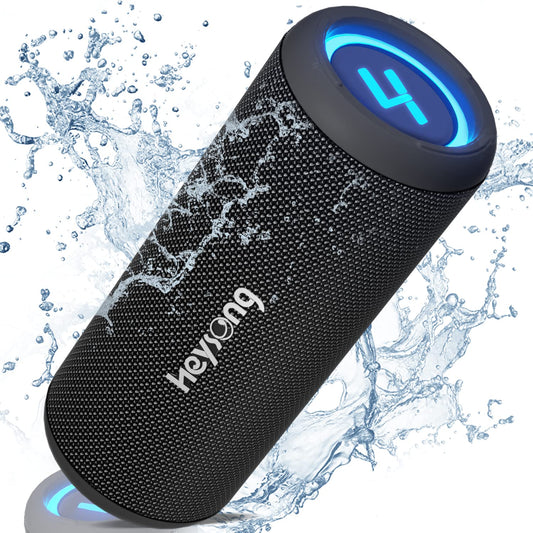 HEYSONG Bocina Bluetooth 5.3 30W para Fiestas Luz RGB, Altavoz Portátil Impermeable IPX6, AUX, Micro SD,TF Tarjeta, USB, stéreo de Doble emparejamiento bocinas para Viaje, Fiesta, Hogar