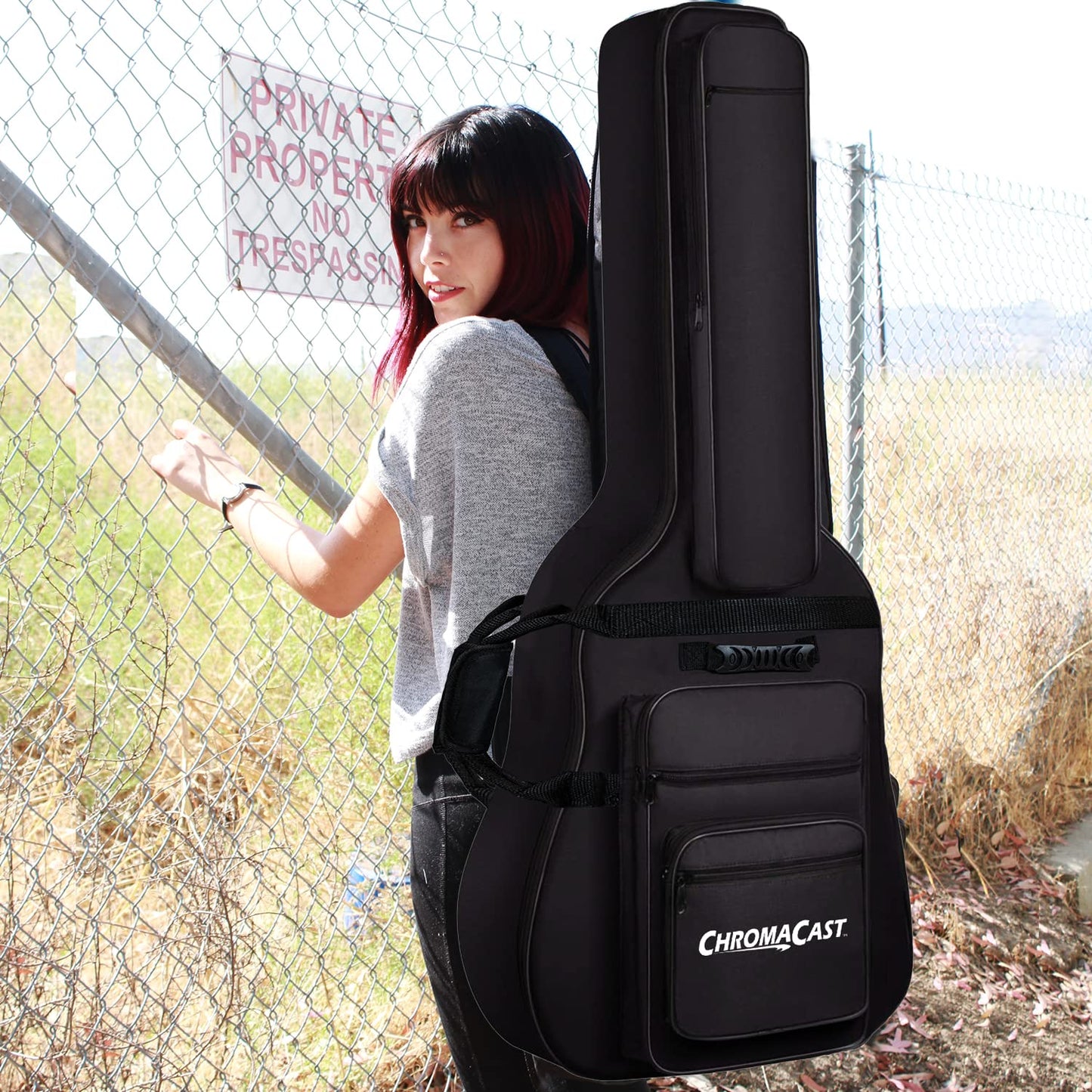 ChromaCast Acoustic Guitar 6-Pocket acolchado Gig Bag con correa de guitarra y muestra deselección