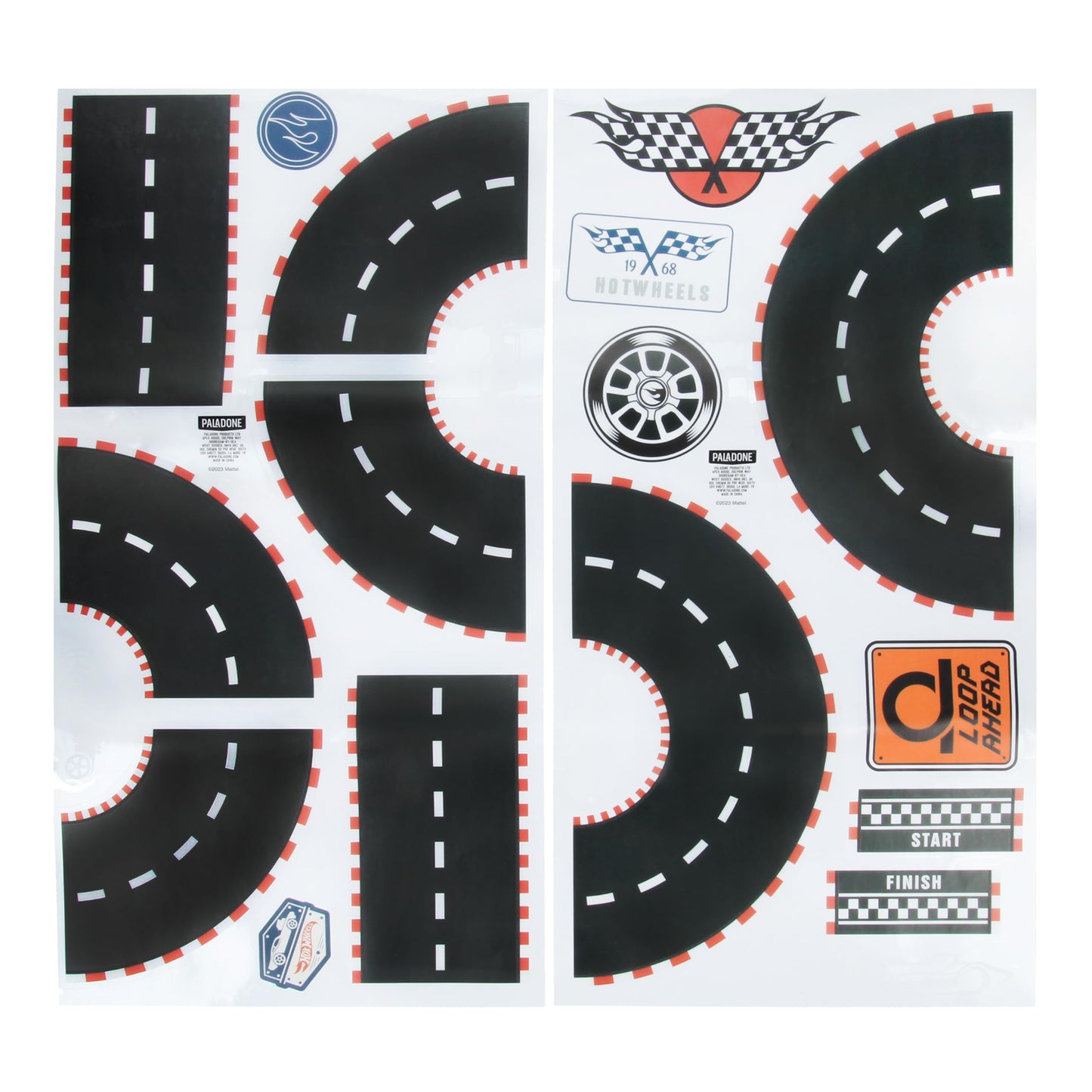 Hot Wheels - Calcomanías de pared con licencia oficial para habitación de niños, pista de coche de juguete reutilizable, decoración de pared de sala de juegos, decoración de dormitorio para niños y
