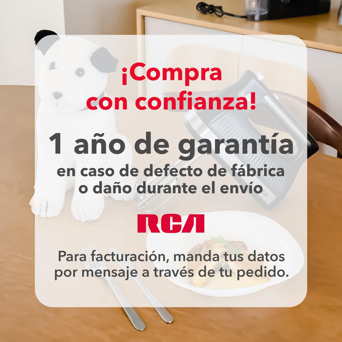 Batidora de Mano RCA Blanca con Motor Potente y Velocidades Ajustables para Repostería y Cocina