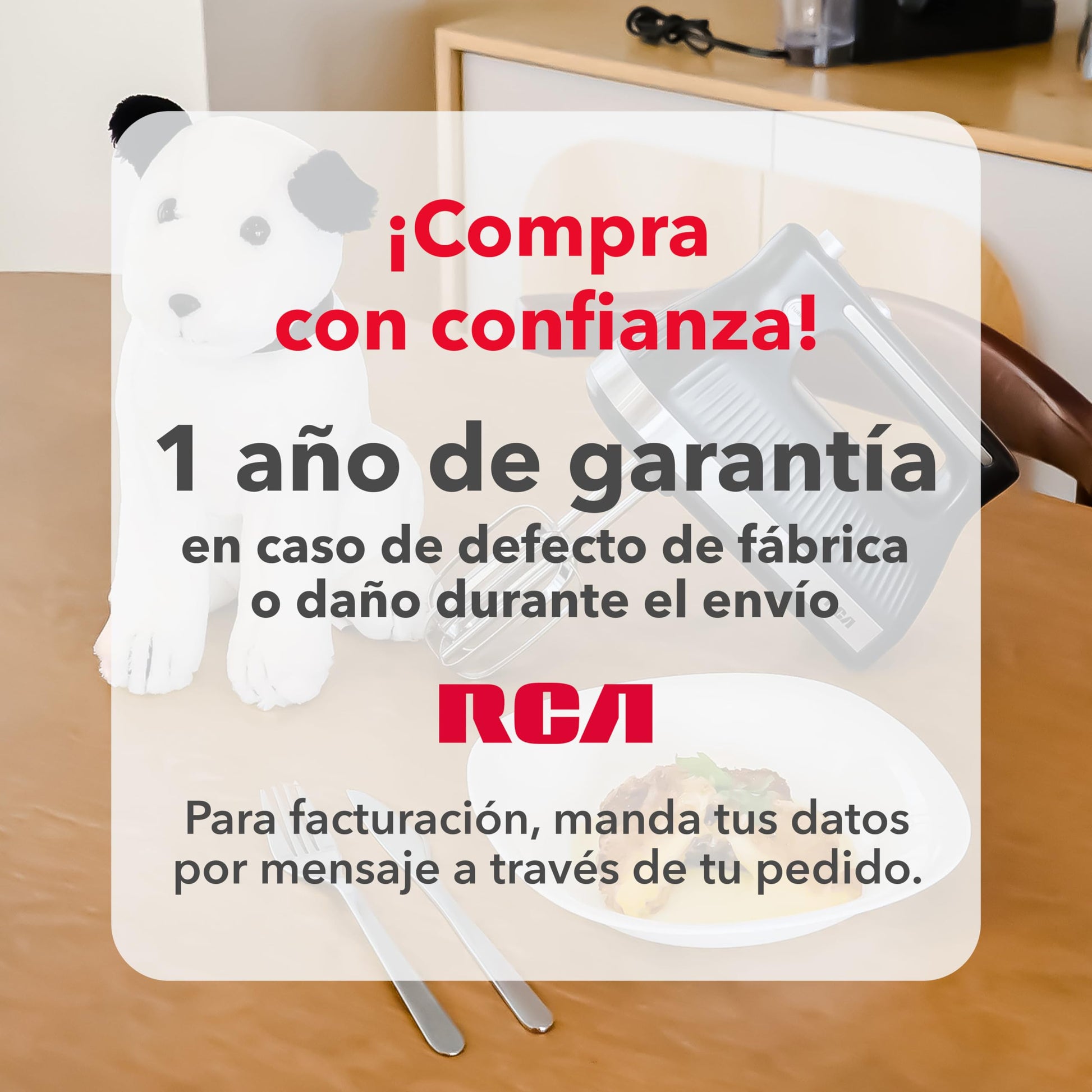 Batidora de Mano RCA Blanca con Motor Potente y Velocidades Ajustables para Repostería y Cocina