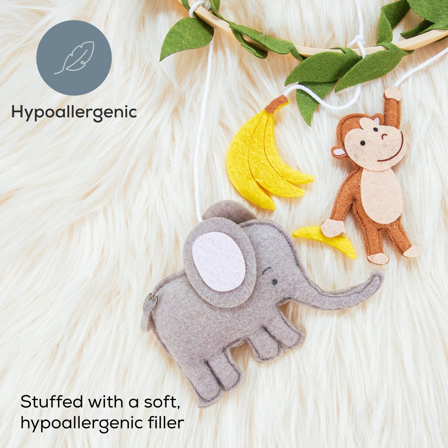 First Landings Móvil para Colgar para Bebé para Cuna - Móviles de Guardería con Animales - Decoración de Guardería para Bebé Neutral por Género - Selva