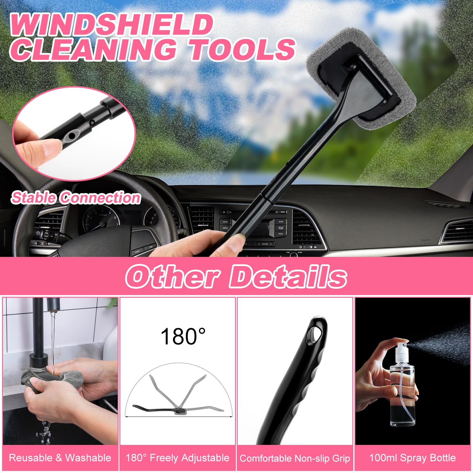 AUTODECO - Kit de 41 piezas de limpieza de coche, kit de limpieza de detalles interiores con aspiradora de mano de alta potencia, cubeta plegable, herramienta para parabrisas, pala de nieve, cepillo