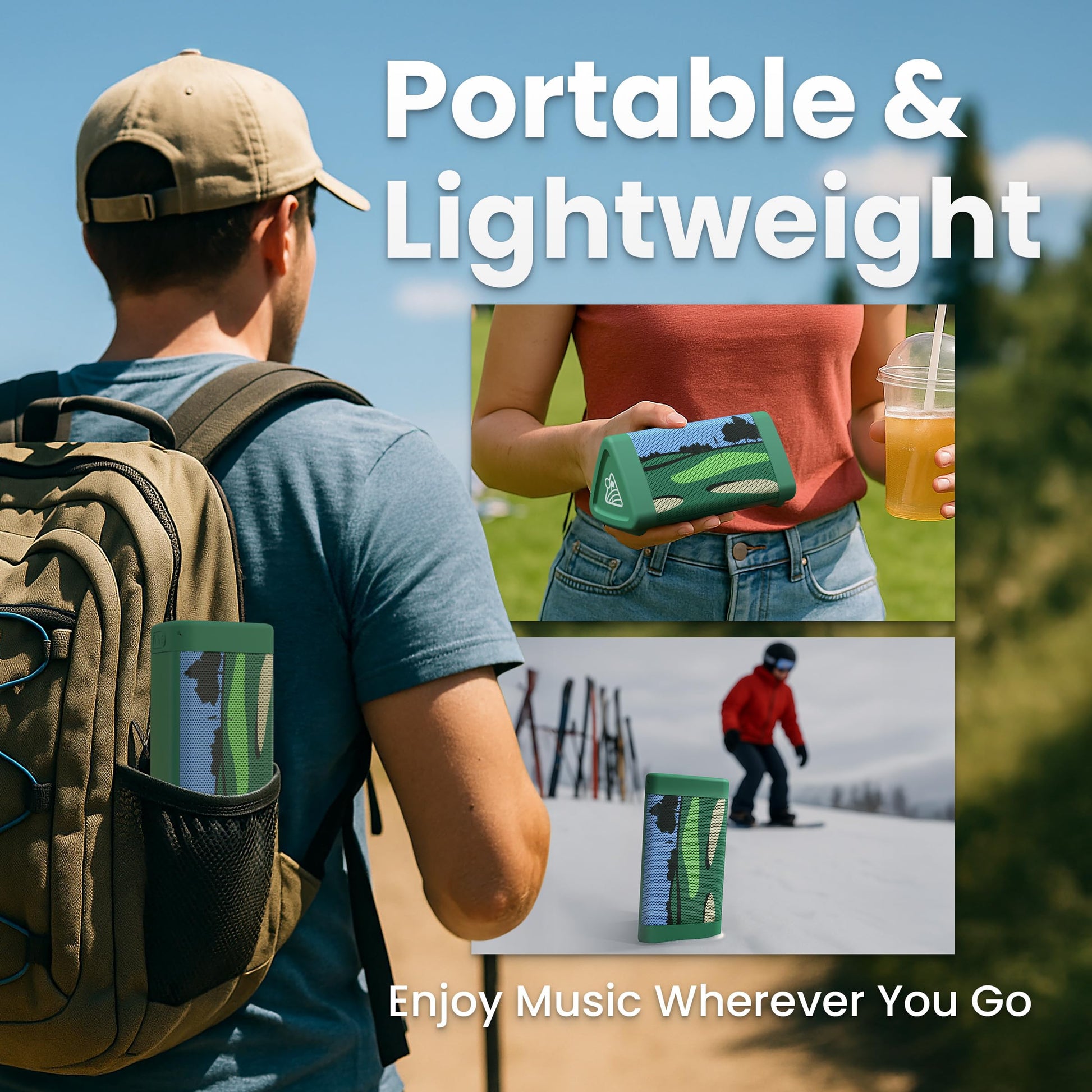 Oontz - Altavoz Bluetooth portátil de Golf con ángulo 3 Mejorado, Sonido de 5.0-10 W, batería de 14 Horas, Alcance inalámbrico de 100 pies, IPX5 Resistente al Agua, Altavoz pequeño económico para