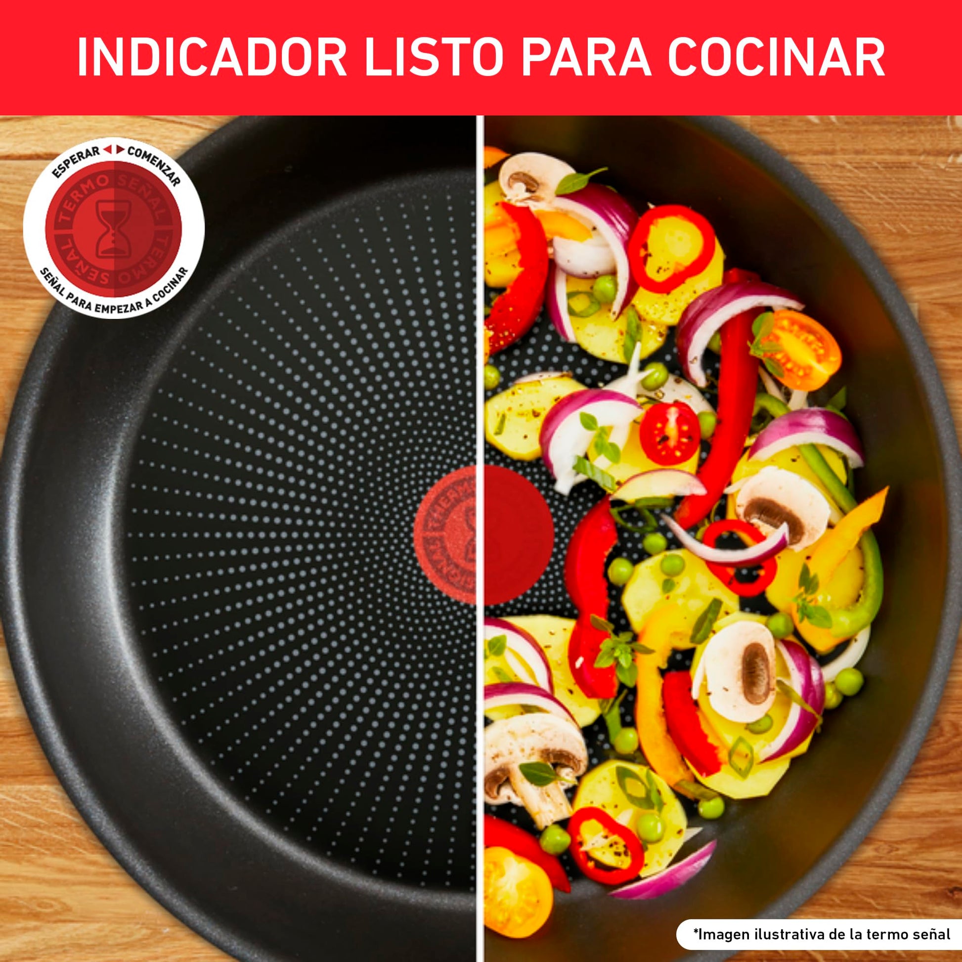 Batería de Cocina T-fal Negra con Antiadherente Titanium y Tecnología Thermo Señal de Fácil Limpieza 20 Piezas