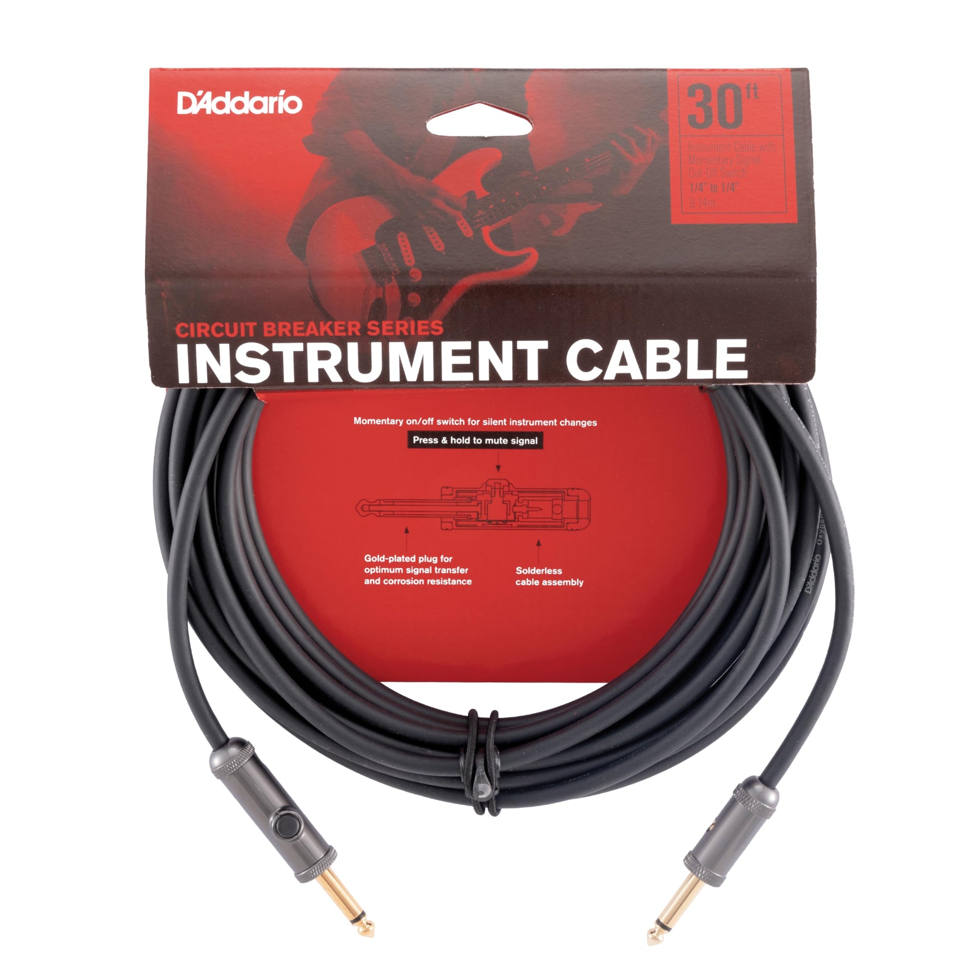 Cable de instrumento profesional | 30 pies de longitud | Audio de alta calidad | Construcción duradera | Accesorios para guitarra | Equipo de música | Cables de instrumentos - Planet Waves PW-AG-30