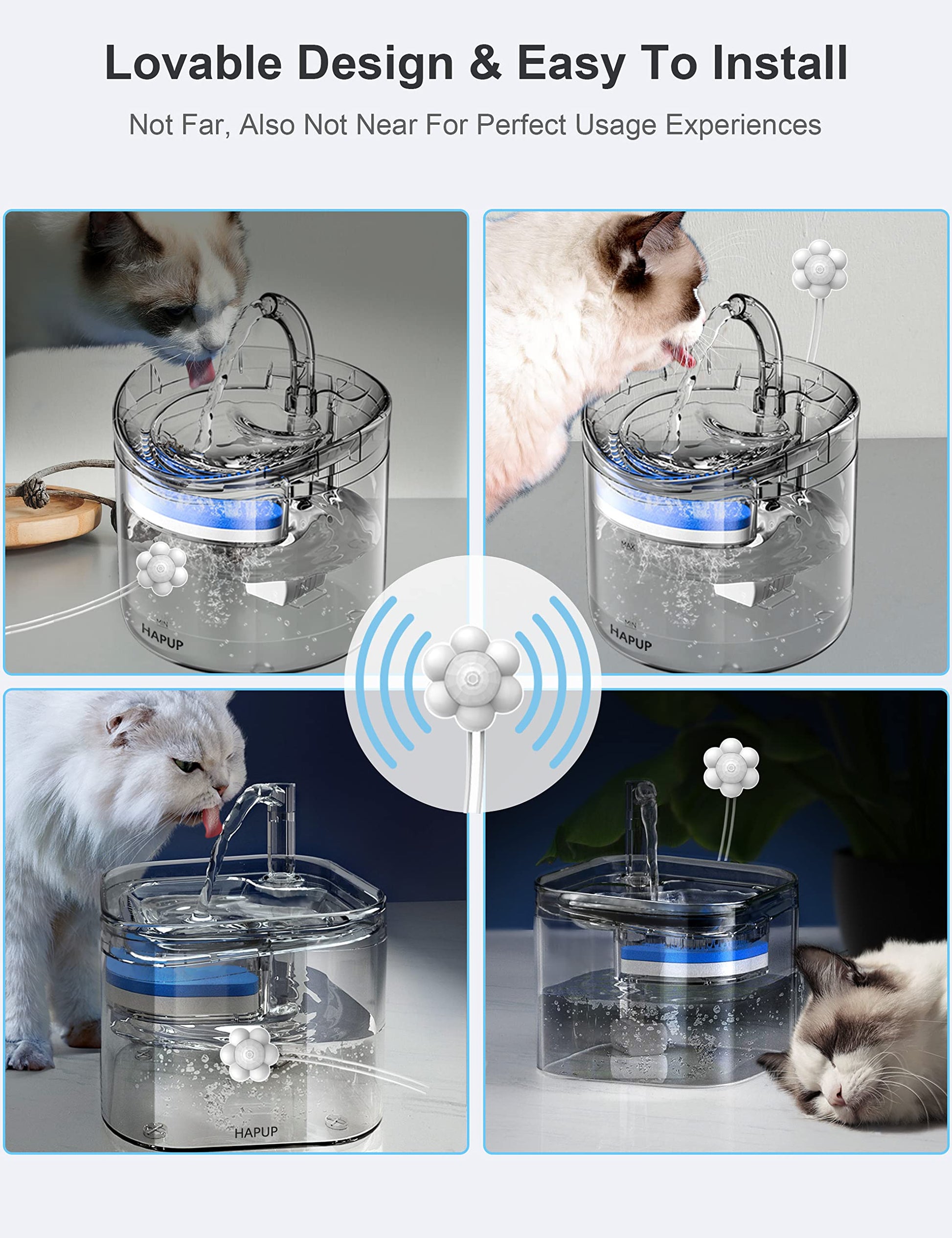 HAPUP Sensor de fuente de gato, sensor de movimiento, fuente de agua para gato, parada de arranque automático, sensor de fuente de agua para mascotas, sensor externo USB CC 5 V 1 A, detector de ahorro de energía, accesorio universal inteligente